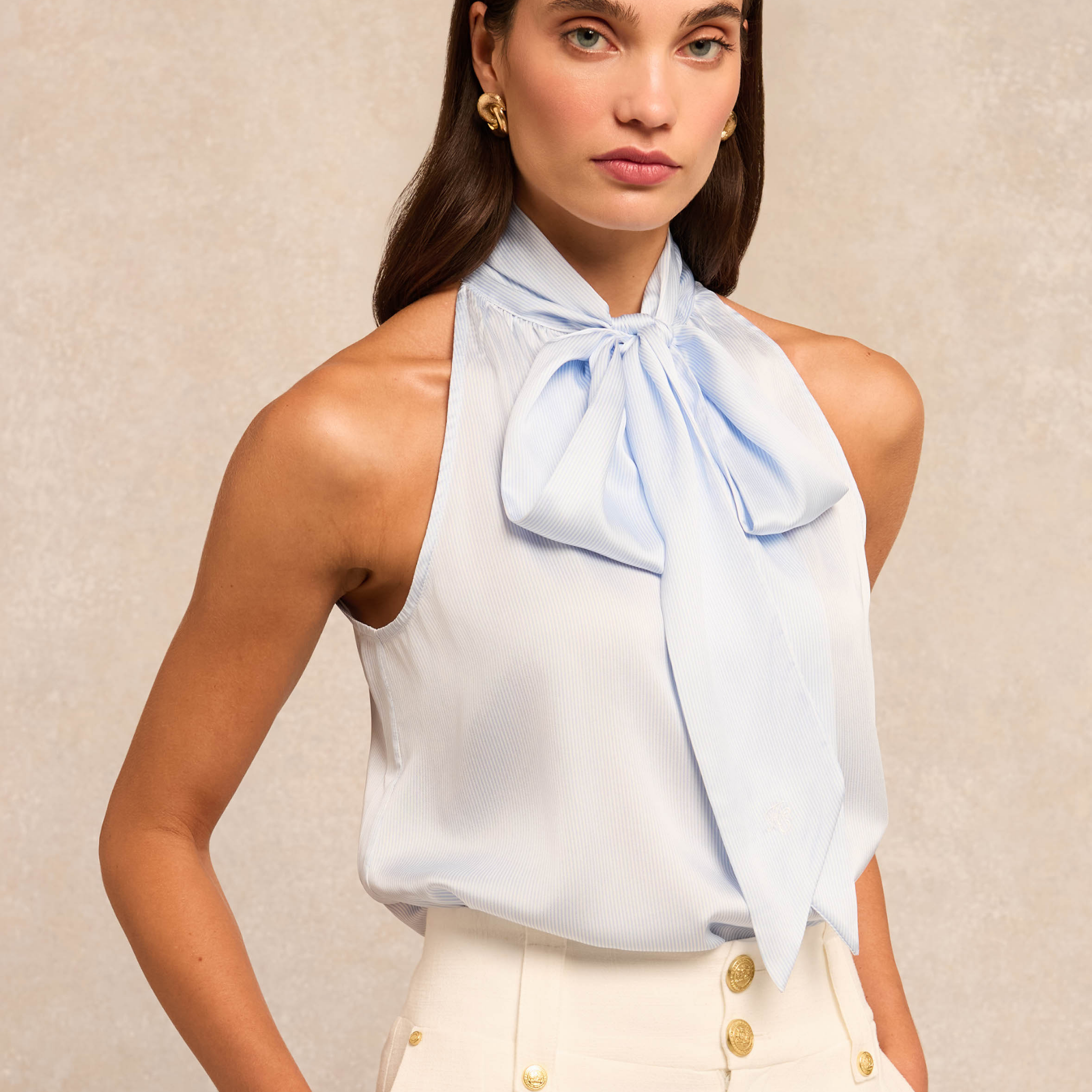 Womens Holland Cooper Sky Stripe Ariella Sleeveless Blouse