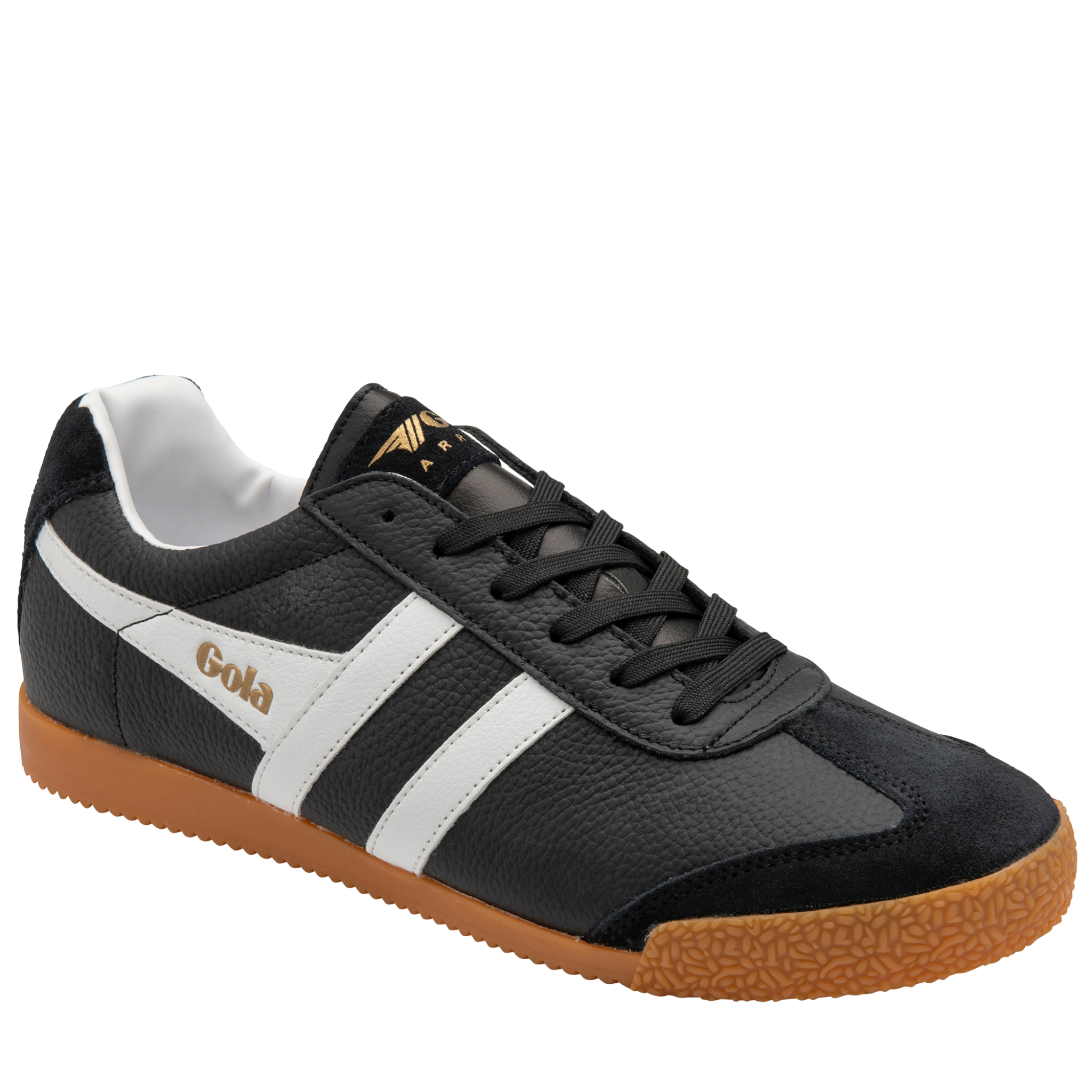 Mens Gola Black/White/White Harrier Leather Trainers