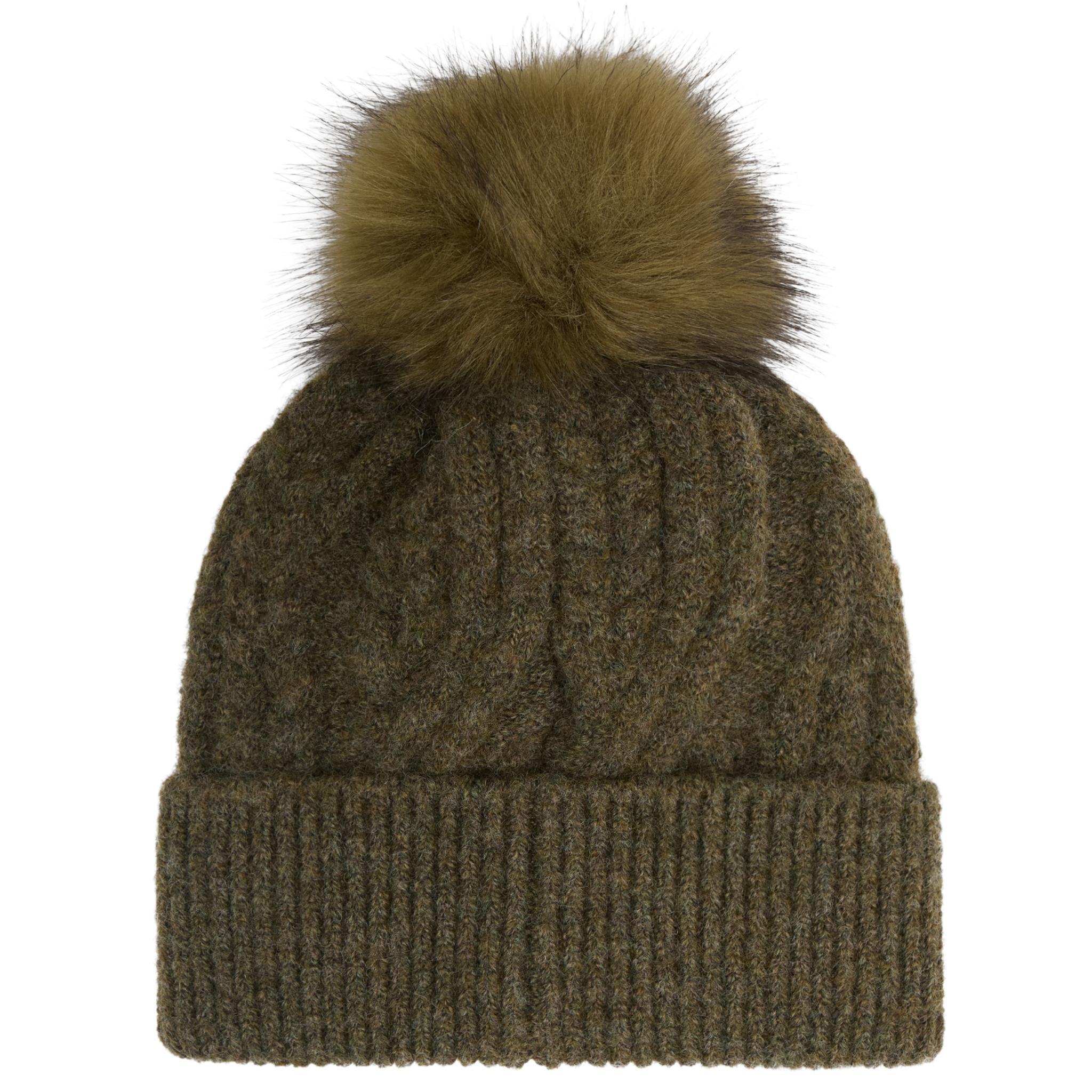 Womens Barbour Olive Elsdon Beanie Hat