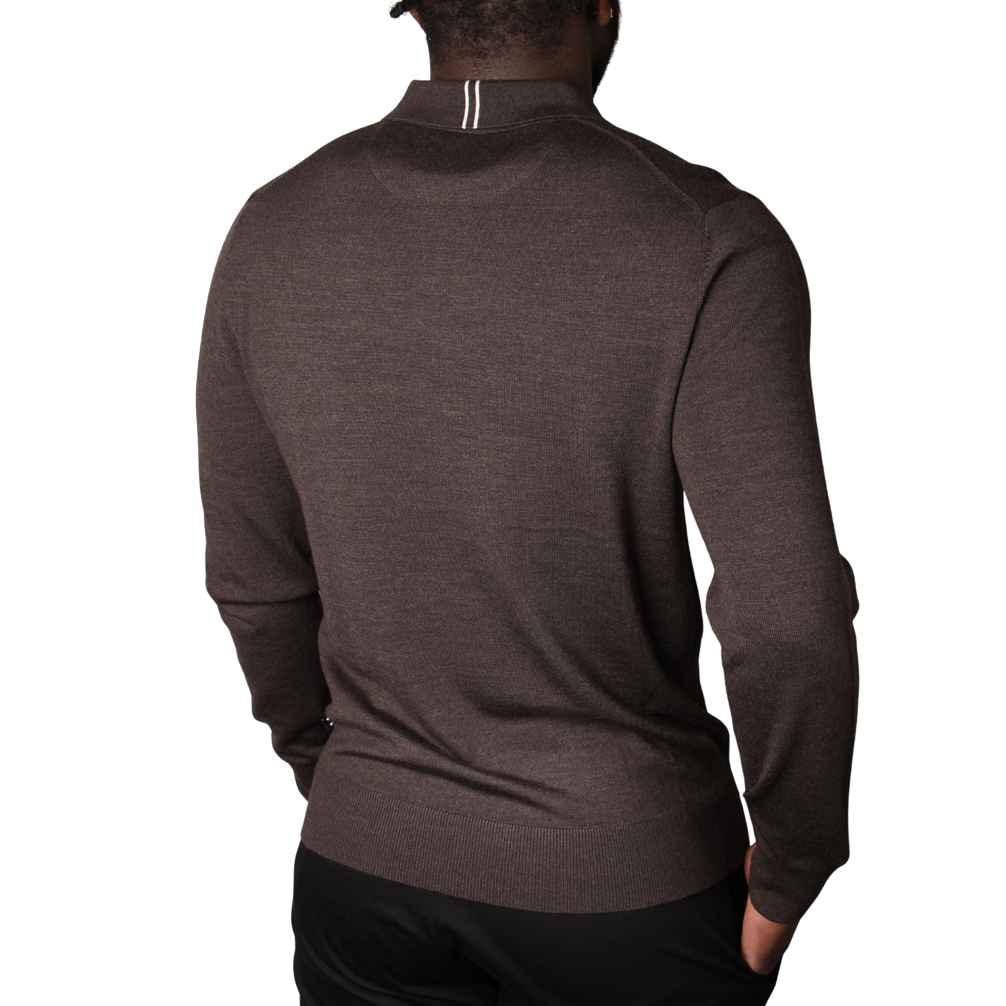 Mens Mercery Coffee Beddington Merino Zip L/s Polo