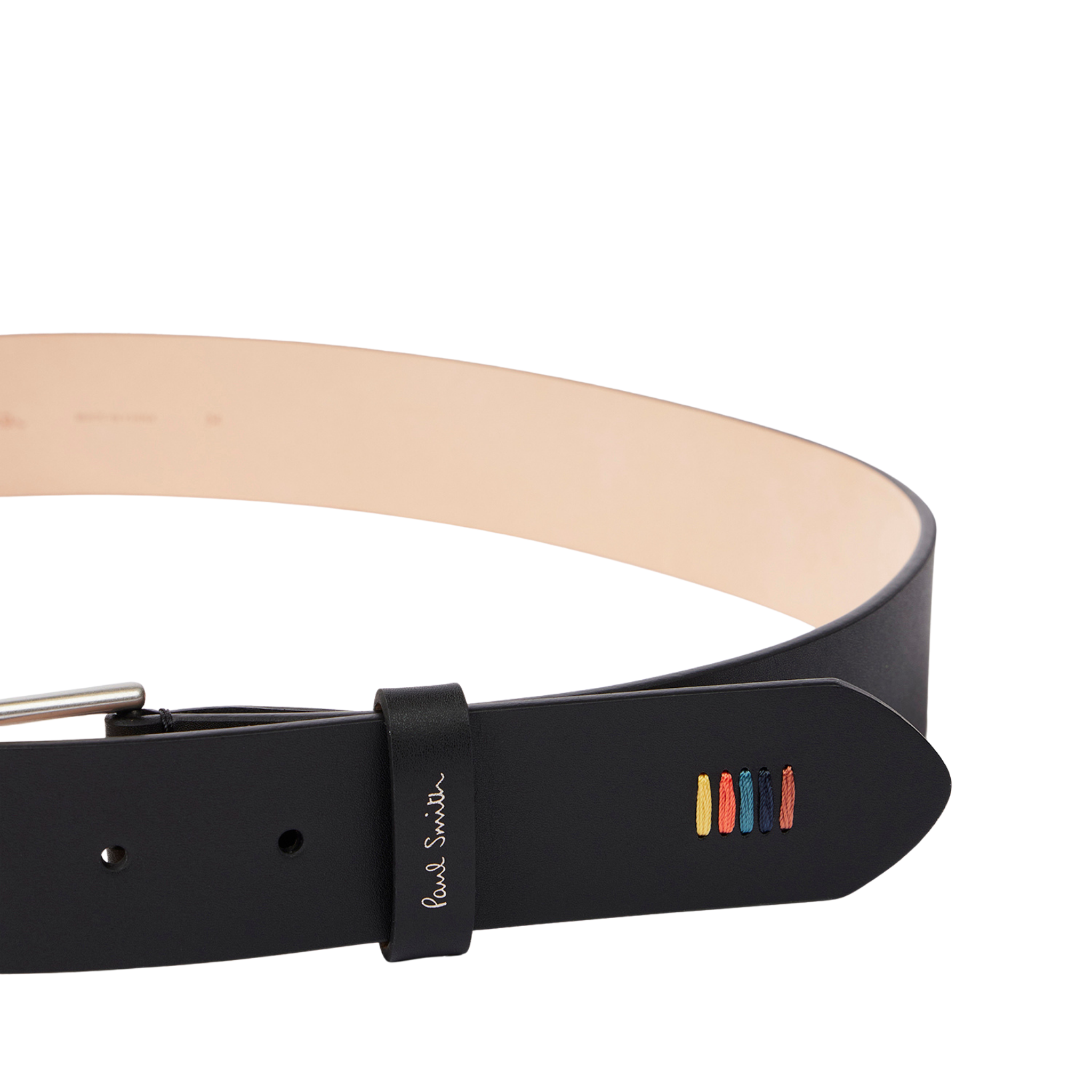 Mens Paul Smith Black Stitch Detail Leather Belt