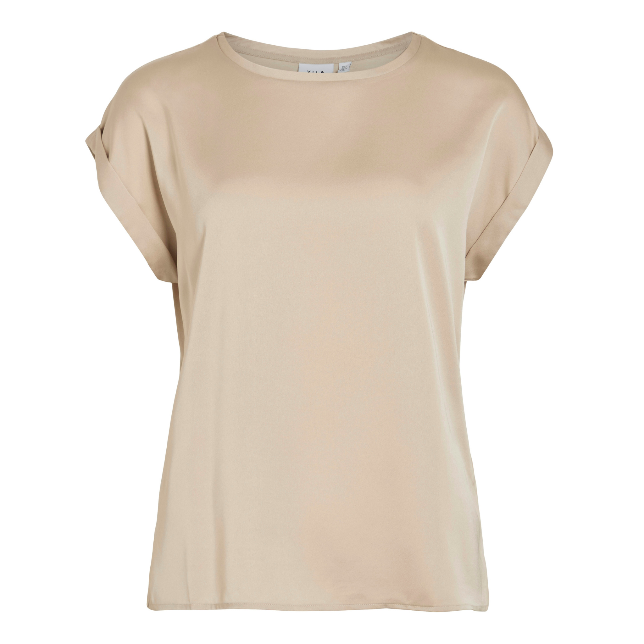 Womens Vila Cement Viellette Satin S/s T Shirt