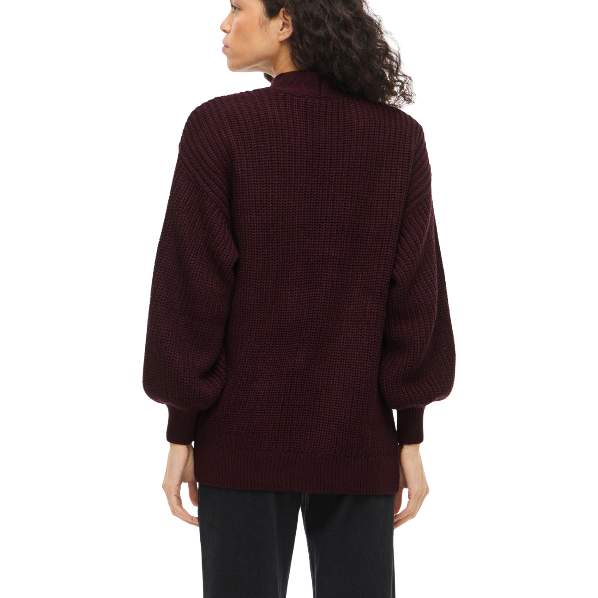 Womens Vila Plum Wine Vieha Open Cardigan