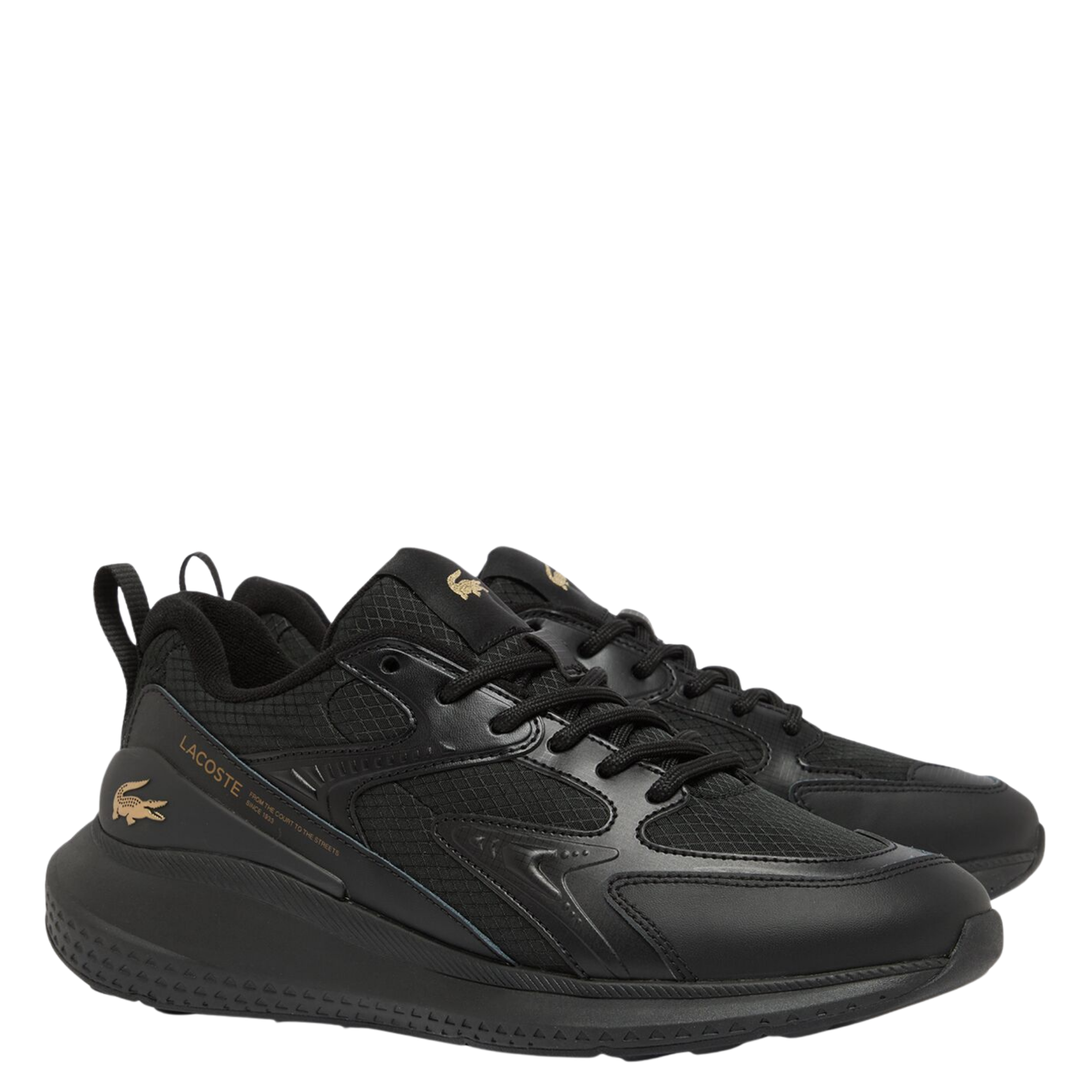 Mens Lacoste Black/Gold L003 Evo Trainers