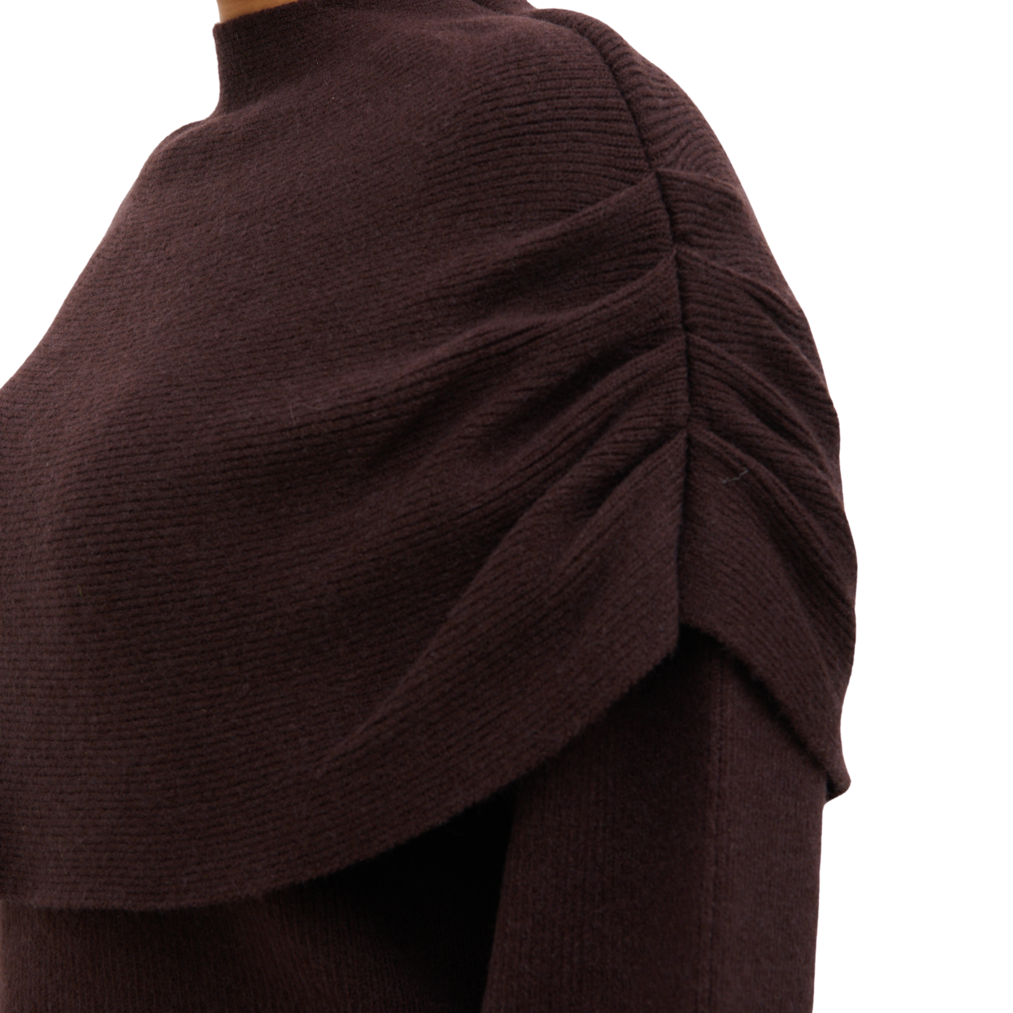 Womens Pretty Lavish Chocolate Tarla Drape Knit Jumper