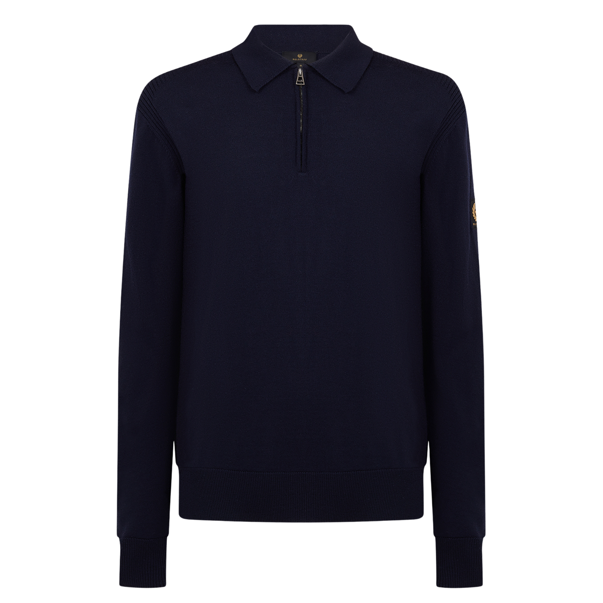 Mens Belstaff Dark Ink Kyle Merino Wool Zip L/s Polo Shirt