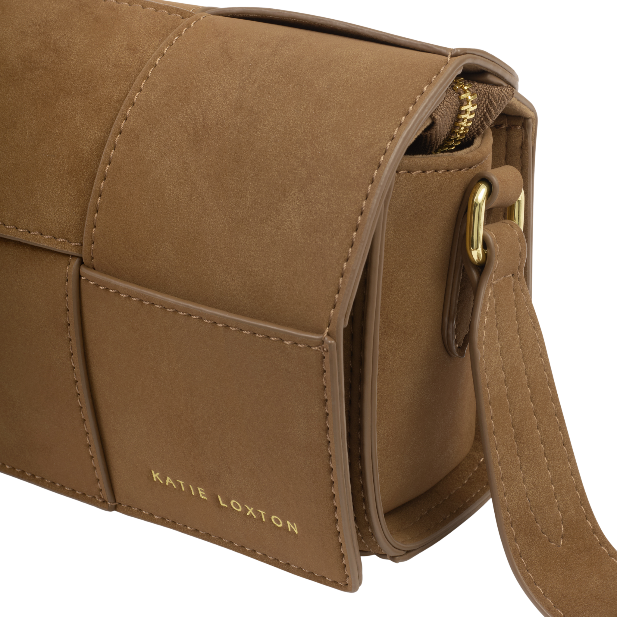 Womens Katie Loxton Caramel Suedette Taya Crossbody Bag