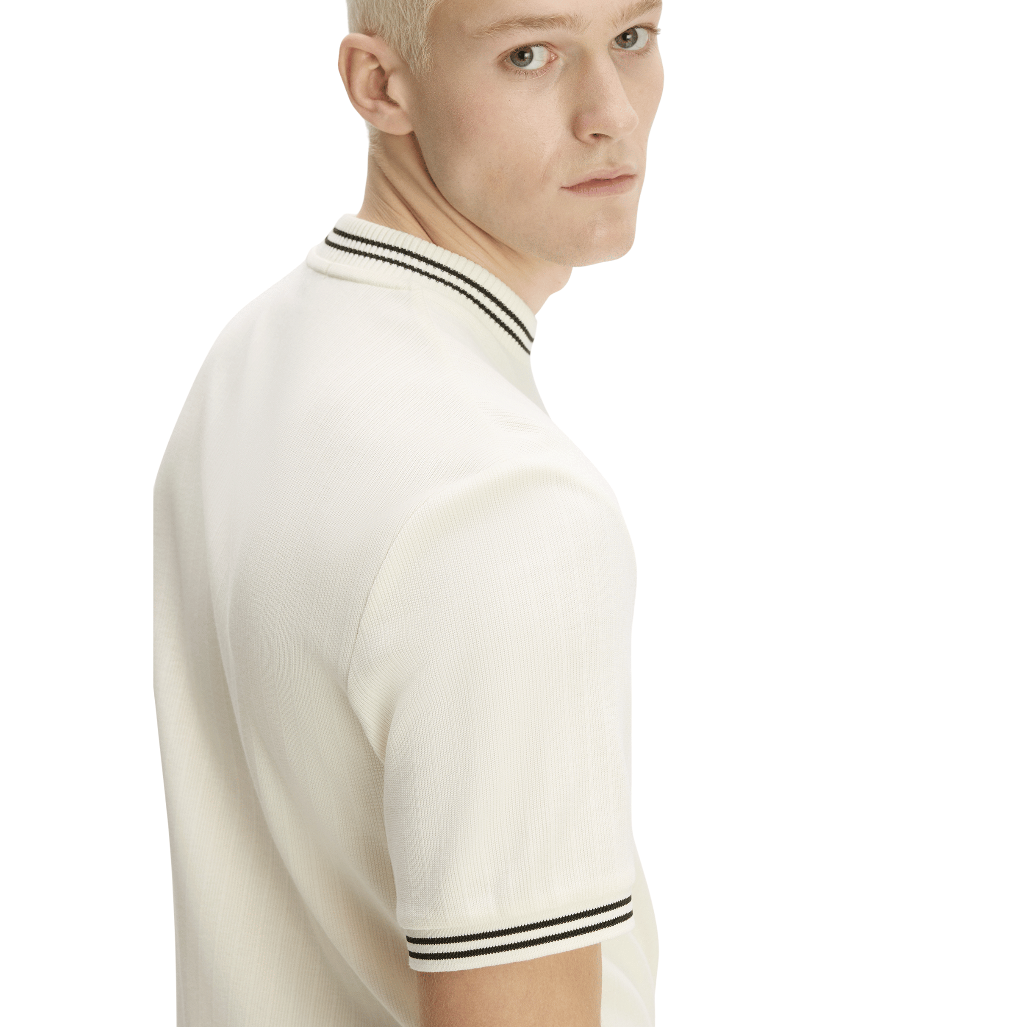 Mens Fred Perry Ecru Ribbed Jersey S/s T Shirt