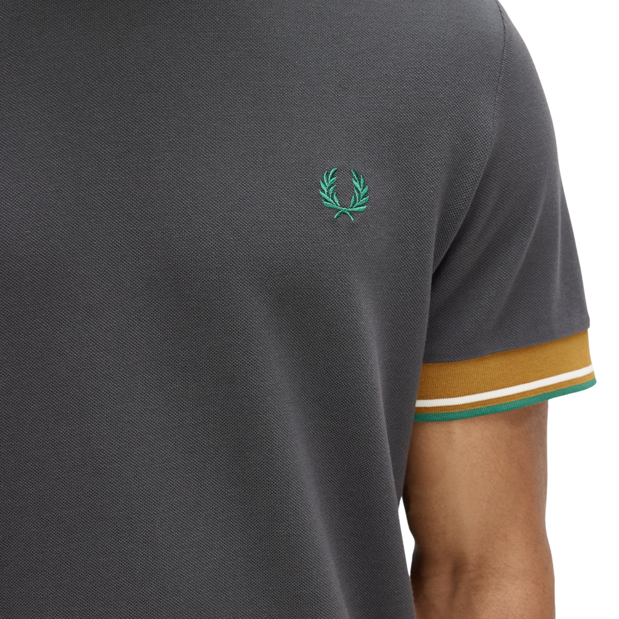Mens Fred Perry Anchor Grey Twin Tipped Cuff S/s T Shirt