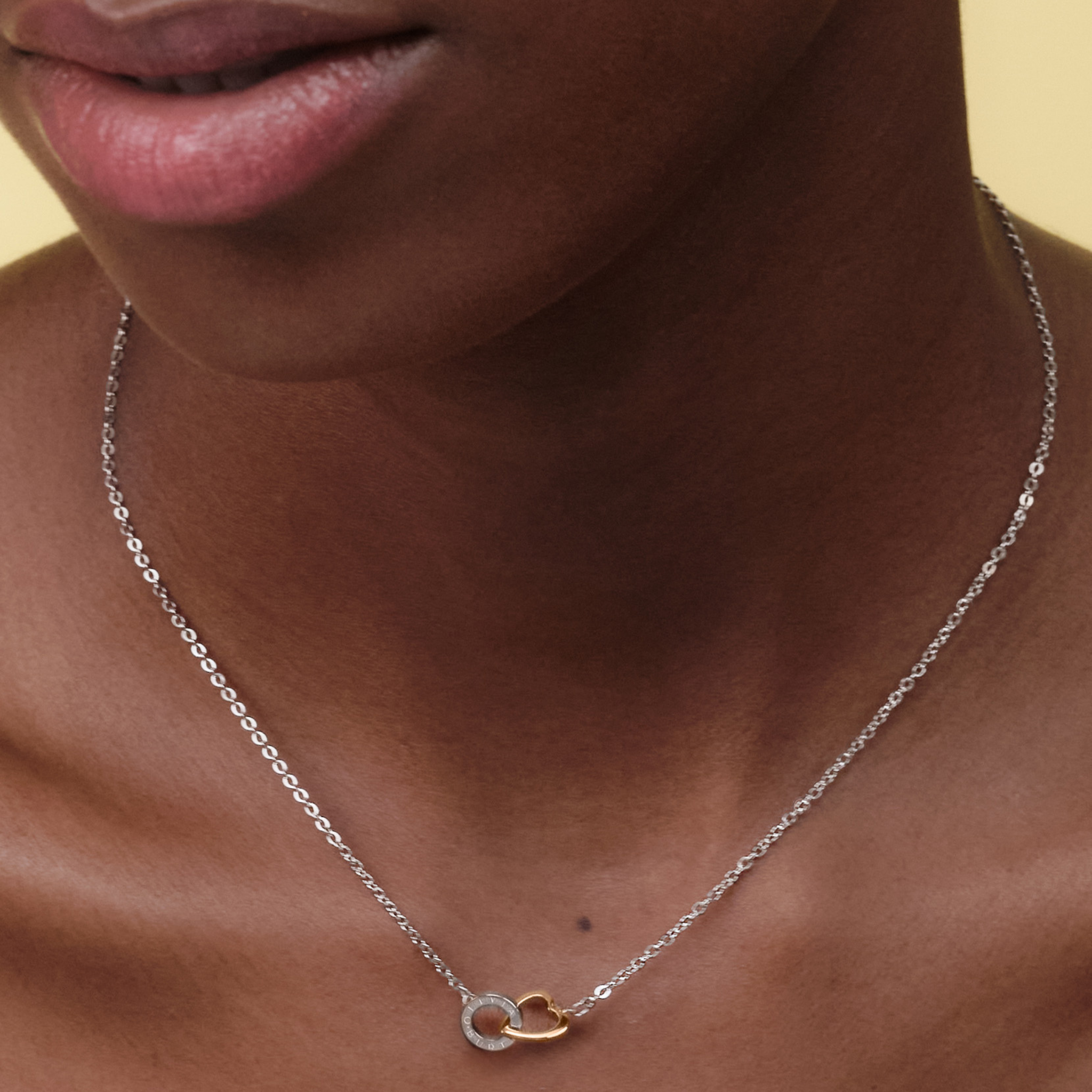 Womens Olivia Burton Silver/Two Tone Heart Interlink Necklace