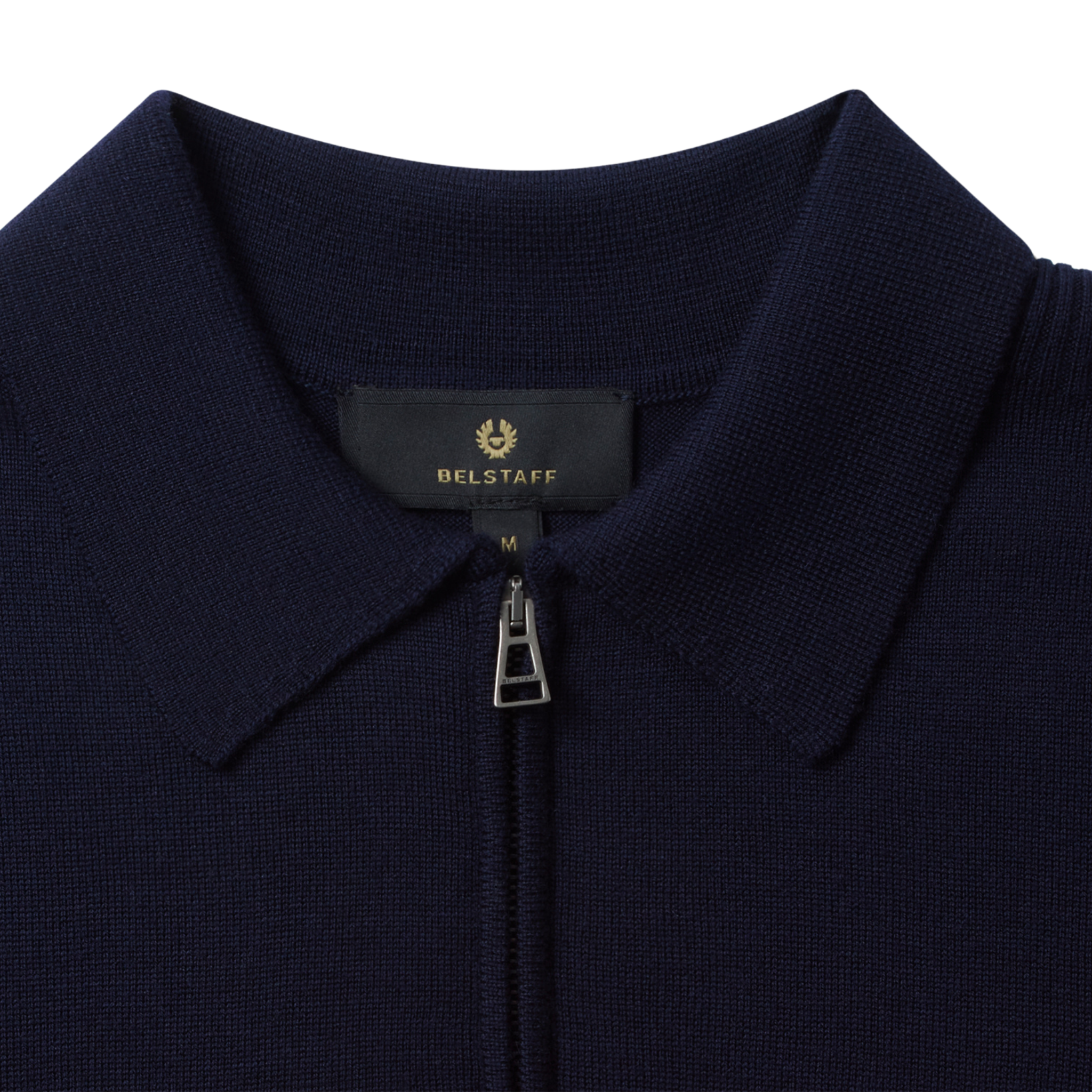 Mens Belstaff Dark Ink Kyle Merino Wool Zip L/s Polo Shirt