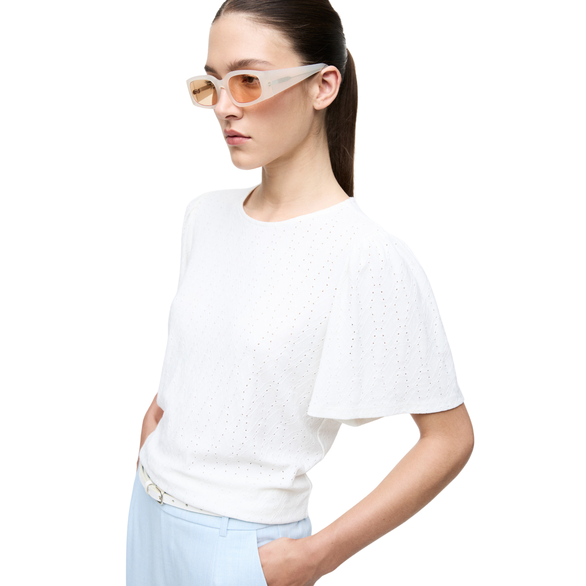 Womens Vila Snow White Vibelli S/s Top