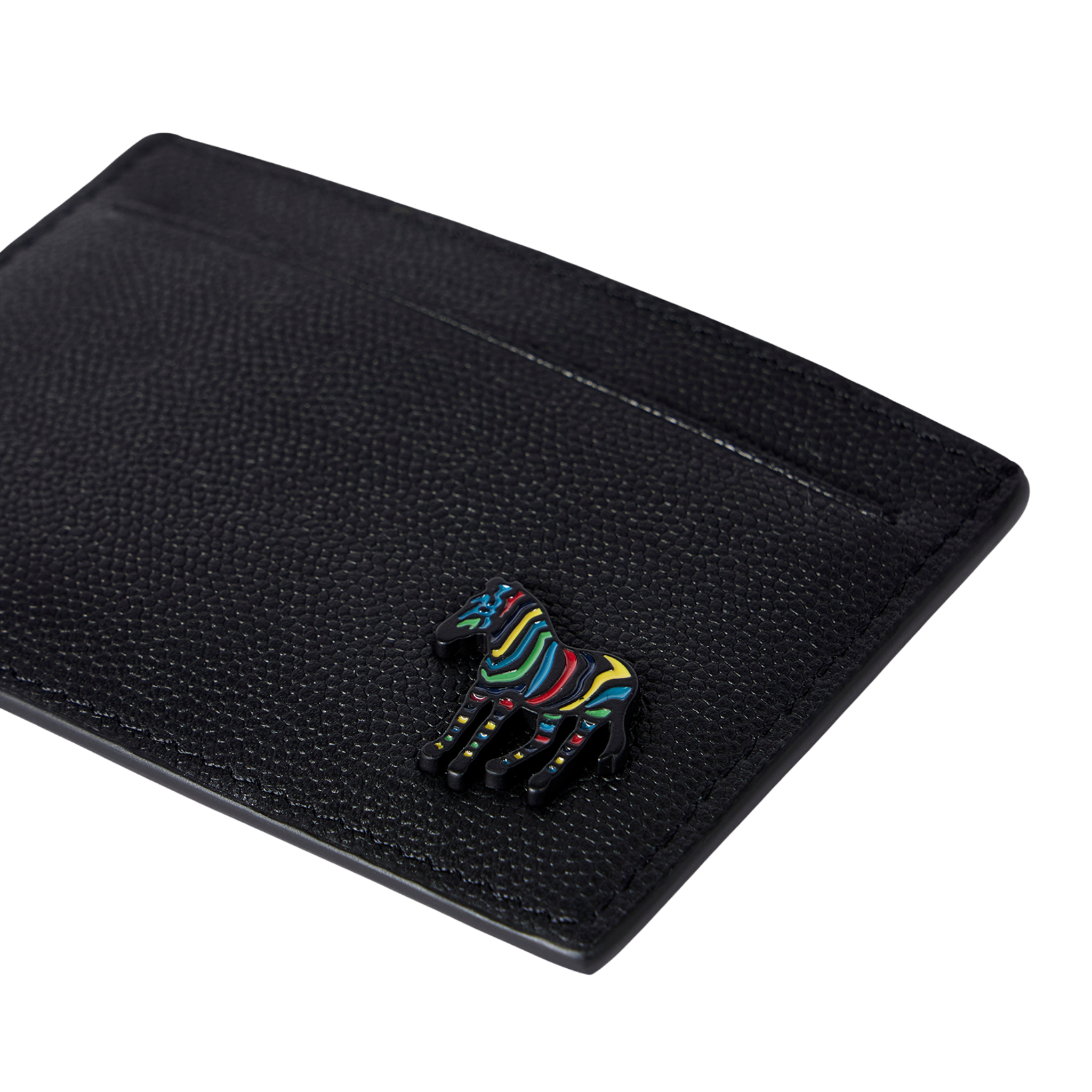 Mens Paul Smith Black Leather Zebra Badge Card Holder
