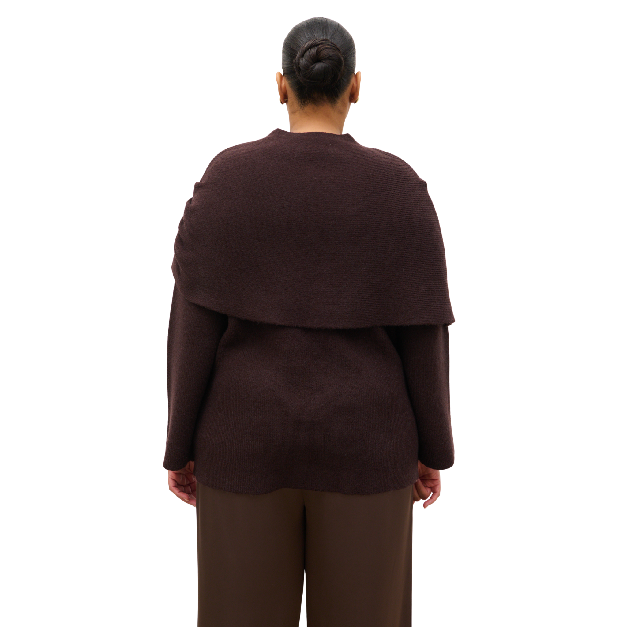 Womens Pretty Lavish Chocolate Tarla Drape Knit Jumper