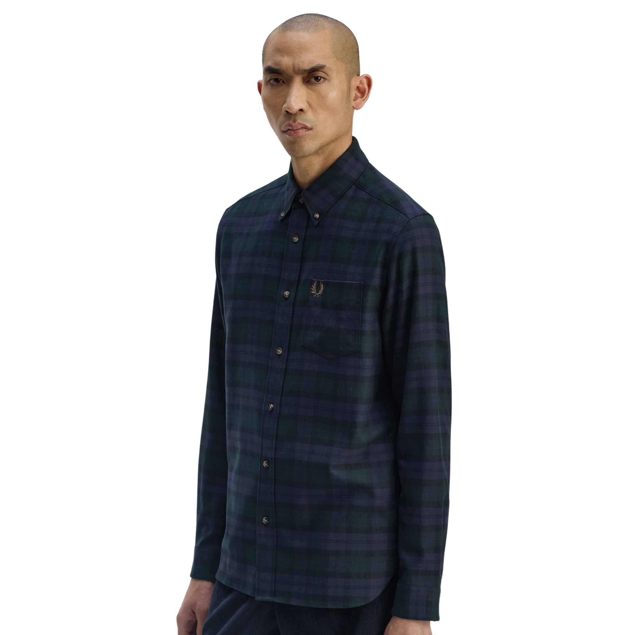 Mens Fred Perry Blackwatch Tartan Brushed Twill L/s Shirt