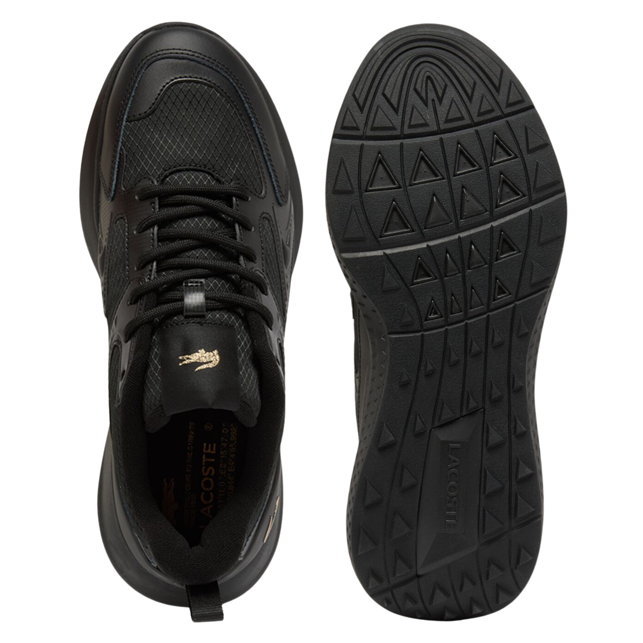Mens Lacoste Black/Gold L003 Evo Trainers