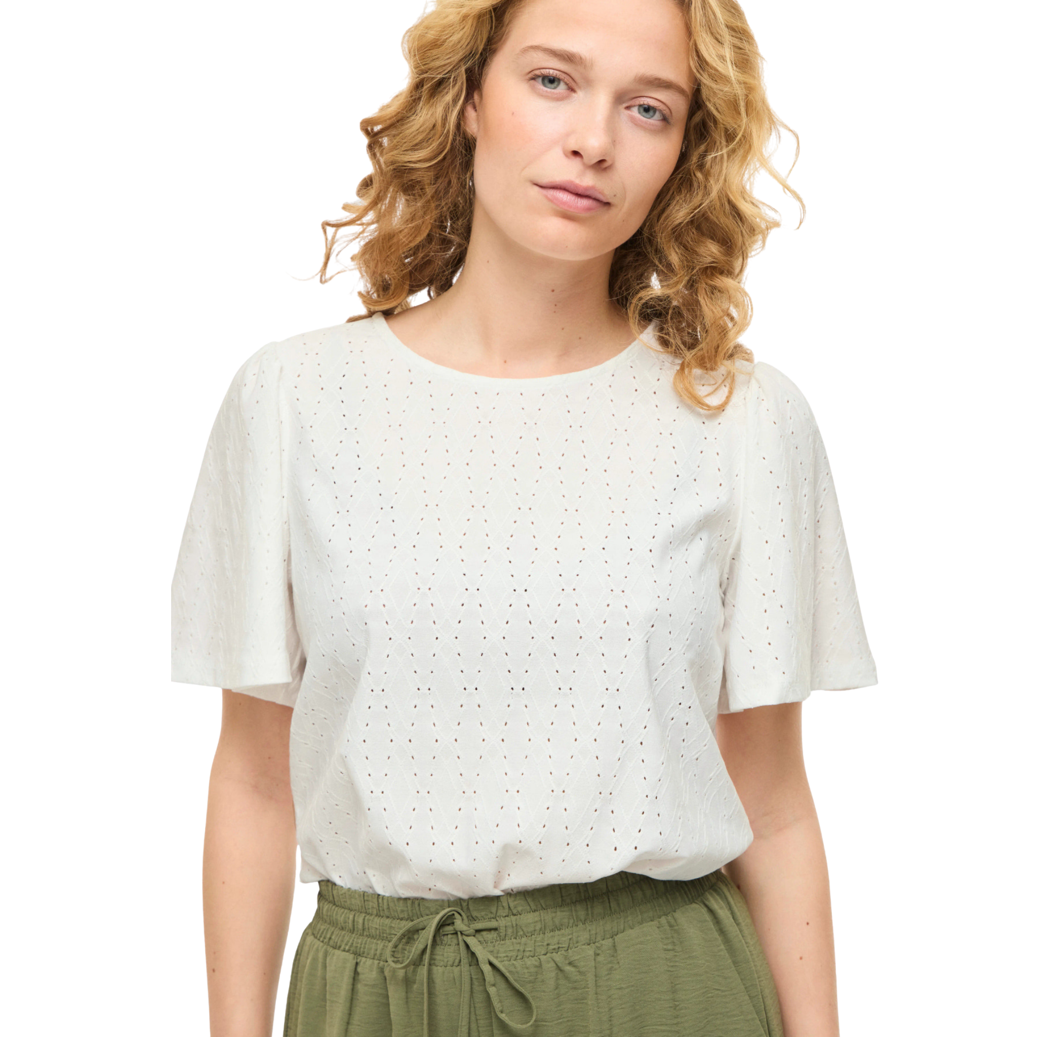 Womens Vila Snow White Vibelli S/s Top