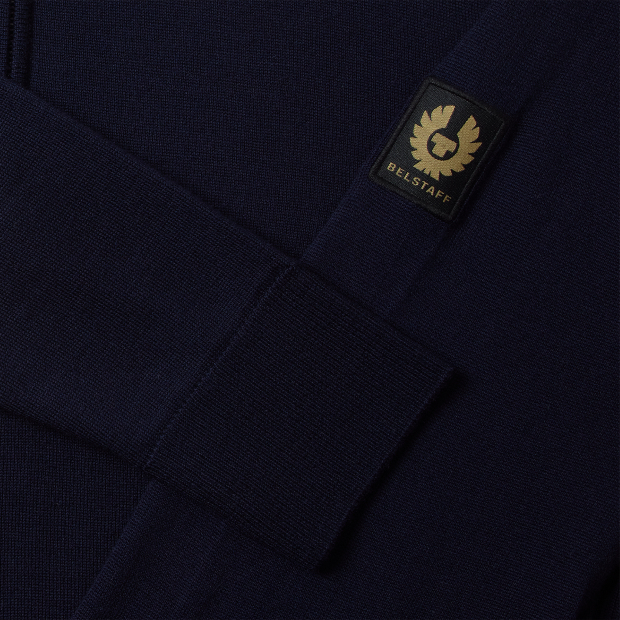 Mens Belstaff Dark Ink Kyle Merino Wool Zip L/s Polo Shirt