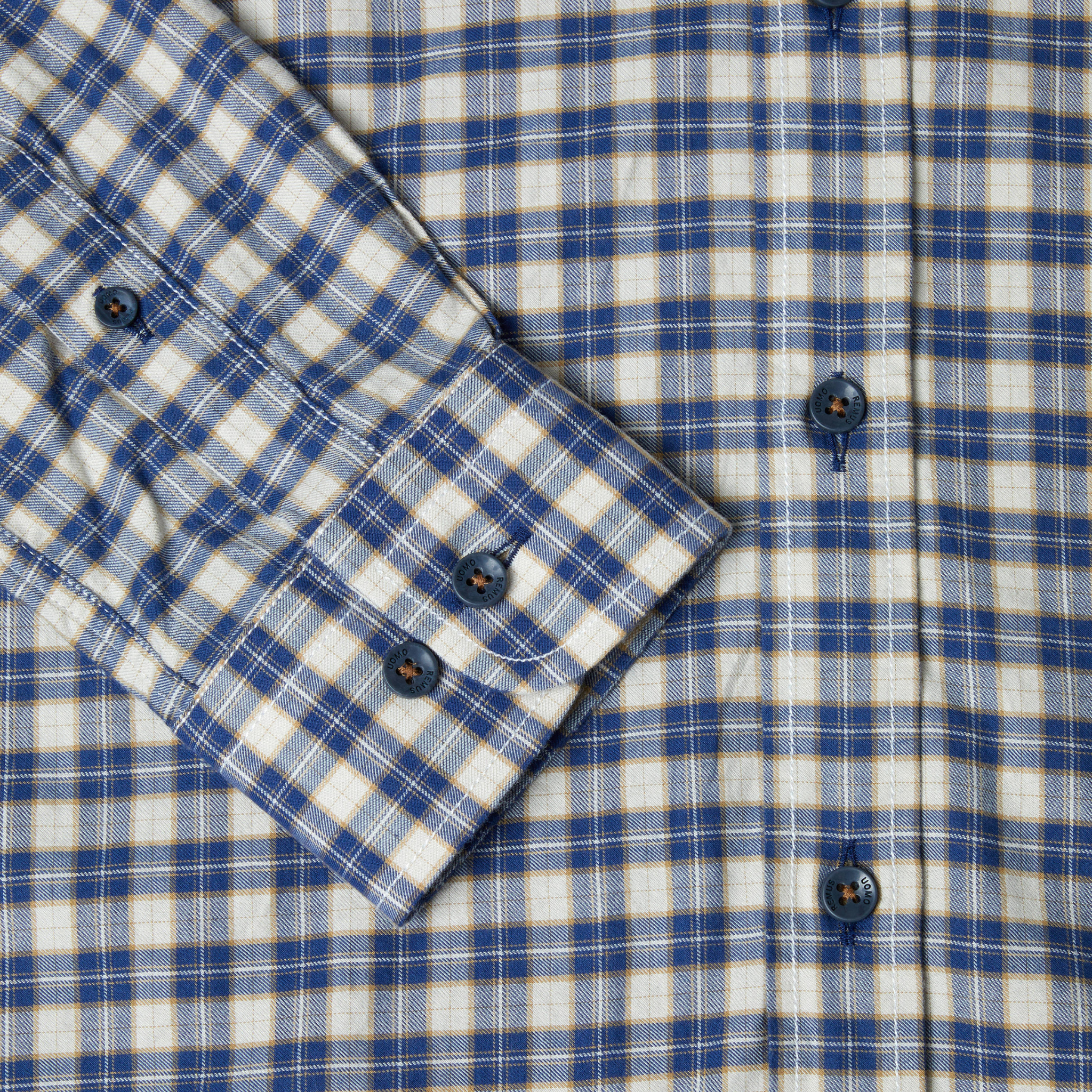 Mens Remus Uomo Blue/Beige Rome Check L/s Shirt