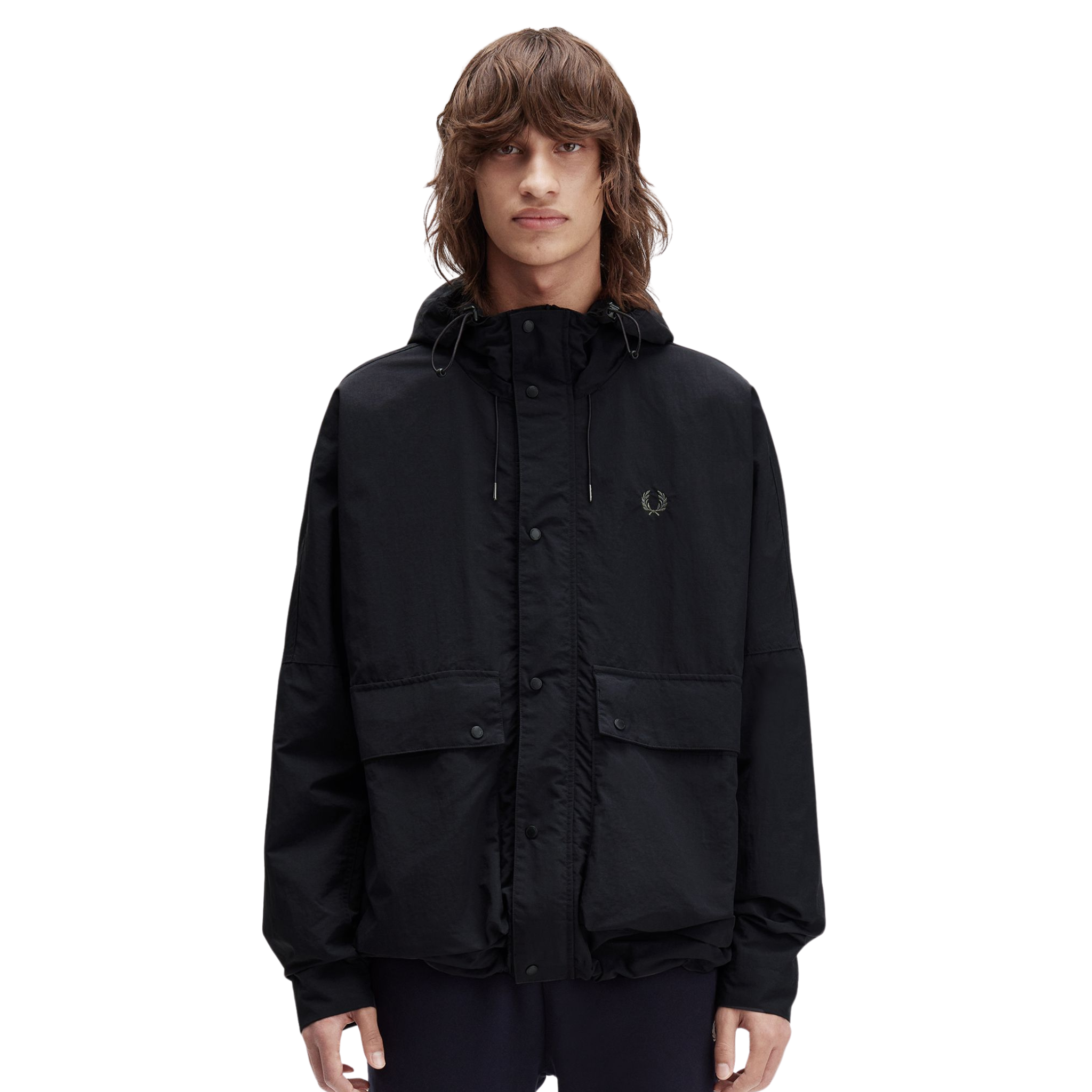 Mens Fred Perry Black Cropped Ripstop Parka