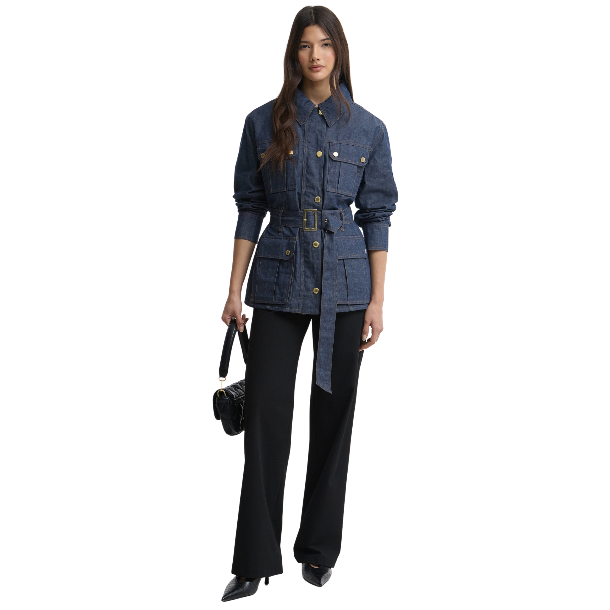 Womens Barbour International Dark Blue Wash Denim Casual Jacket