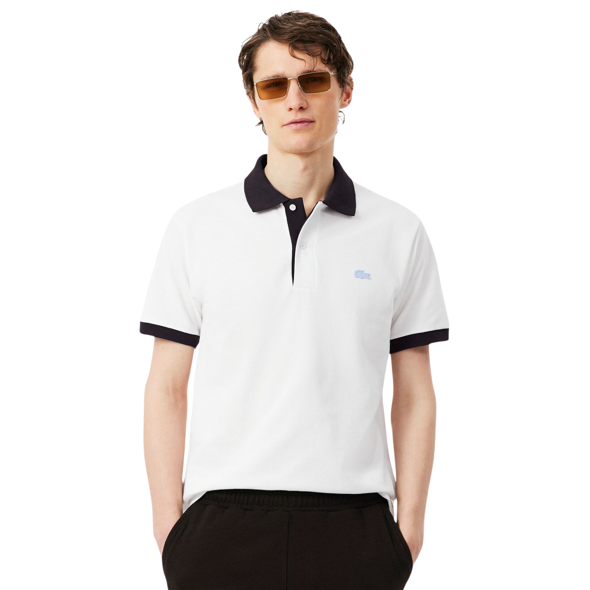 Mens Lacoste Flour/Buffalo Contrast Collar S/s Polo