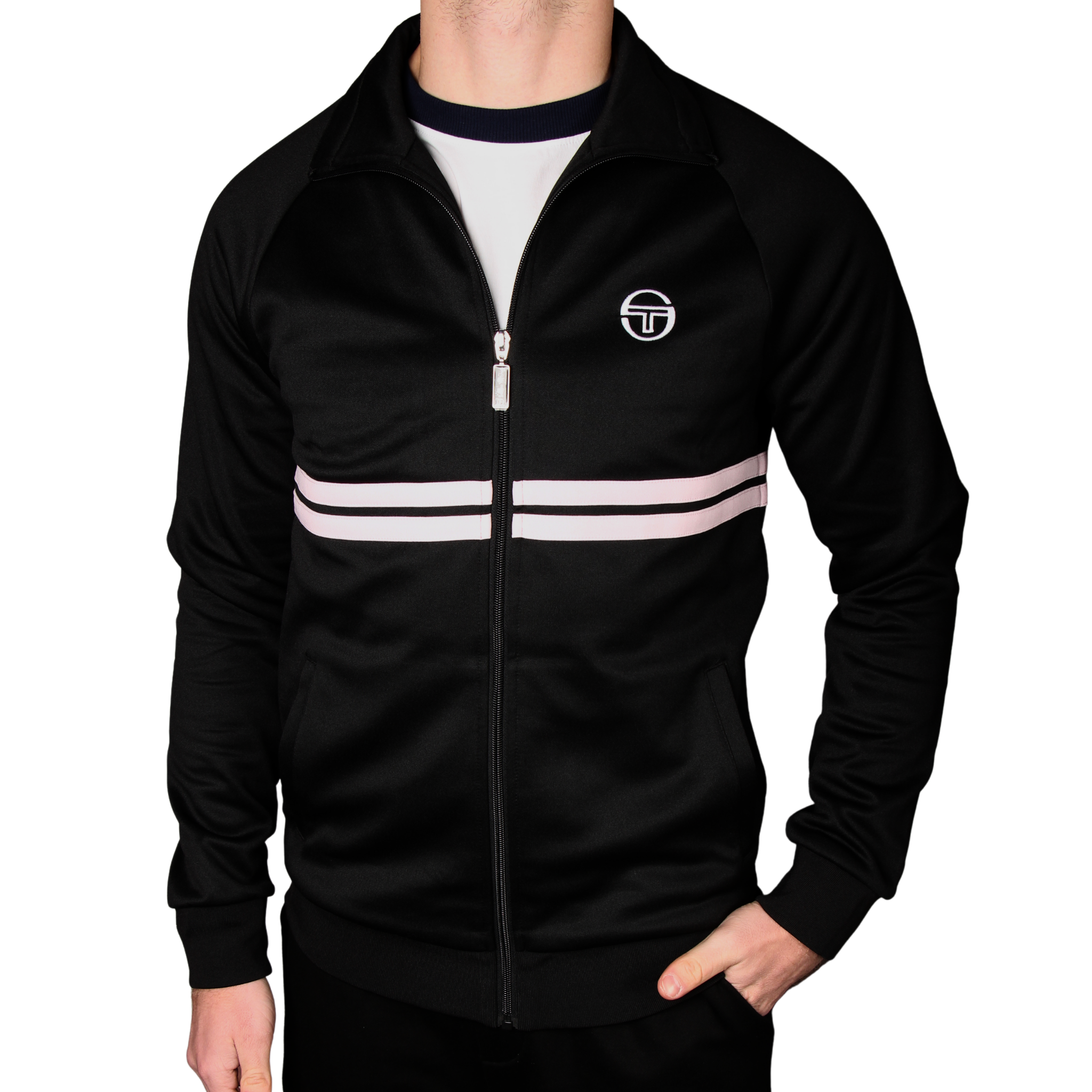 Mens Sergio Tacchini Black/Light Lilac Dallas Track Top