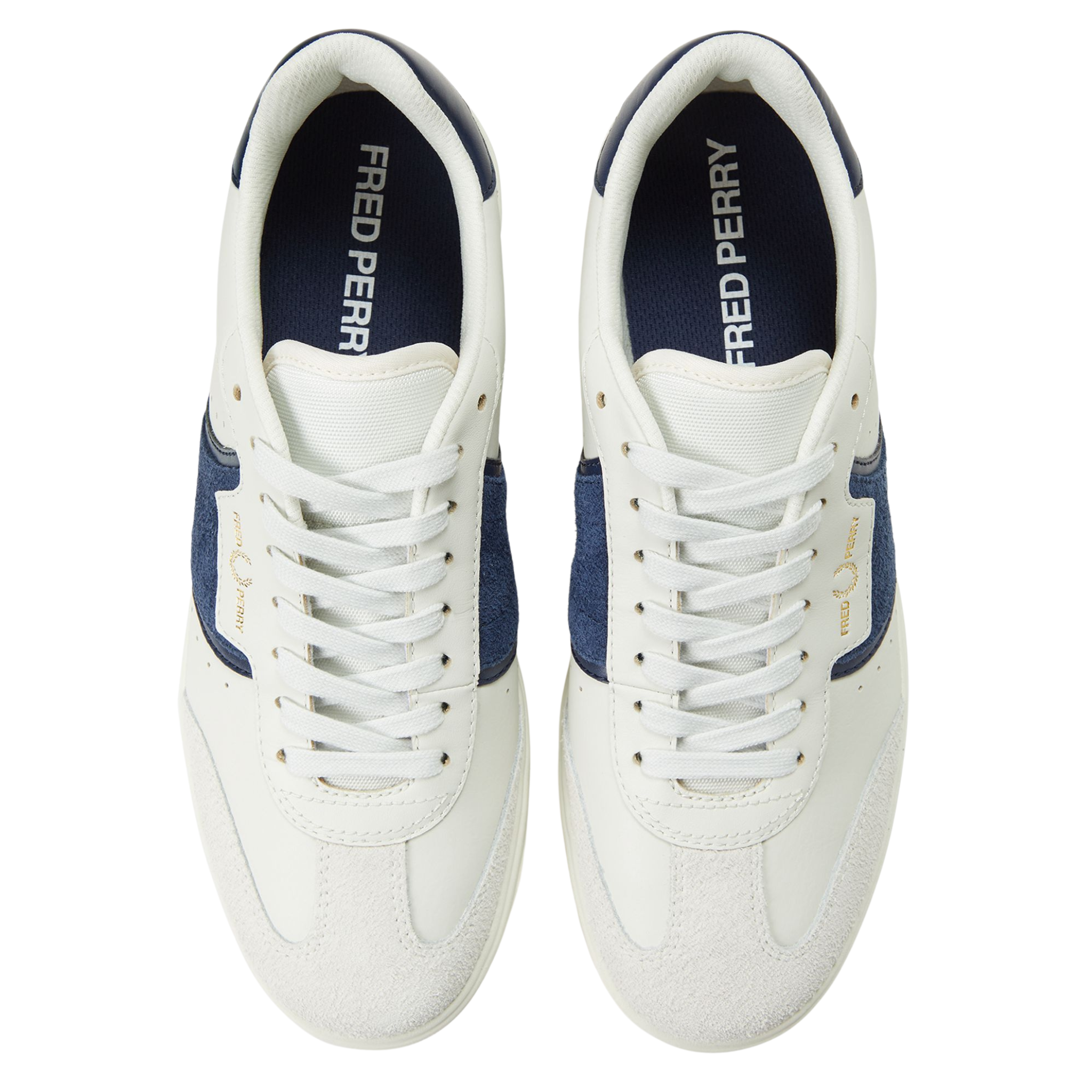 Mens Fred Perry Porcelain B4 Textured Leather Trainers
