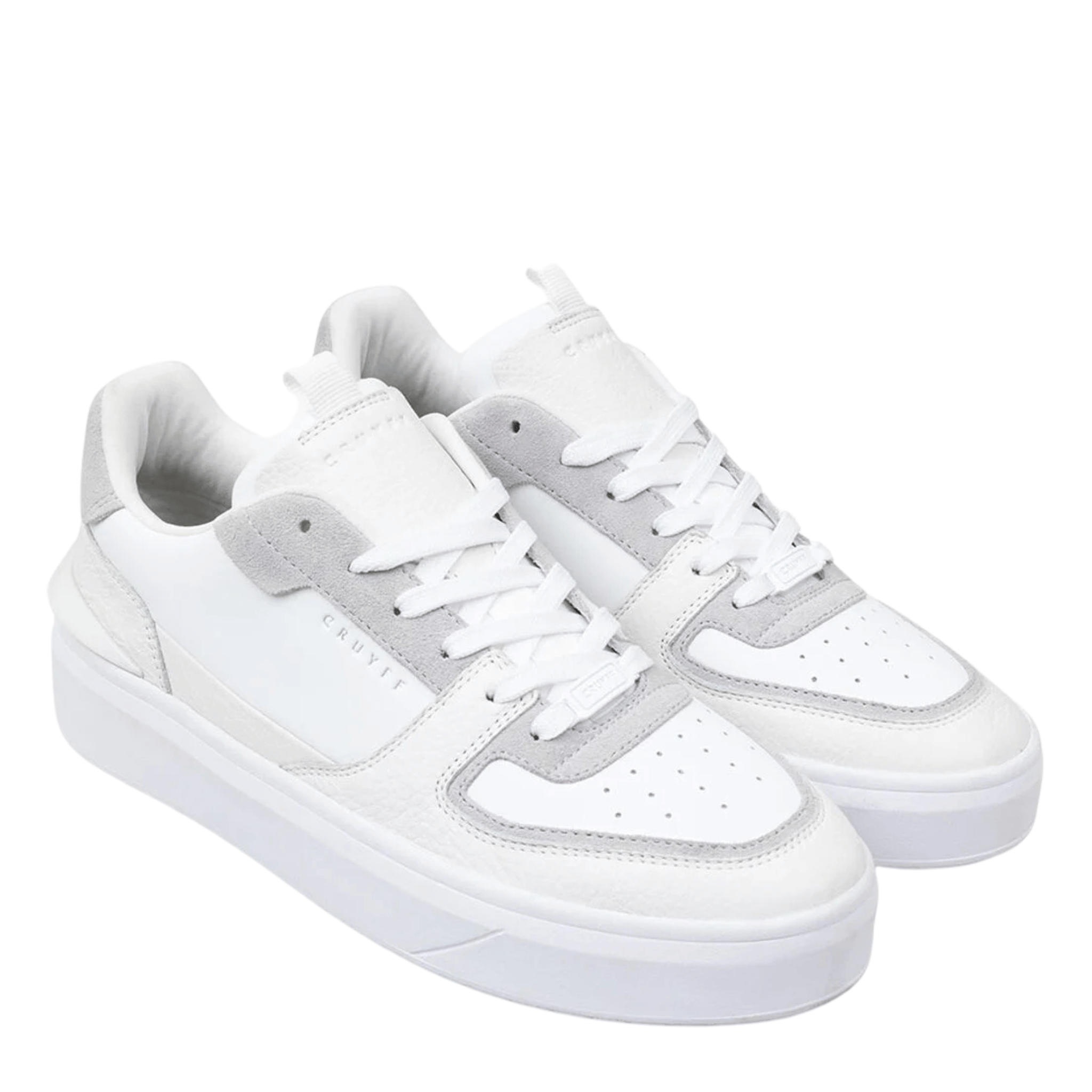 Mens Cruyff White Tumbled Leather Surefire Tennis Trainers