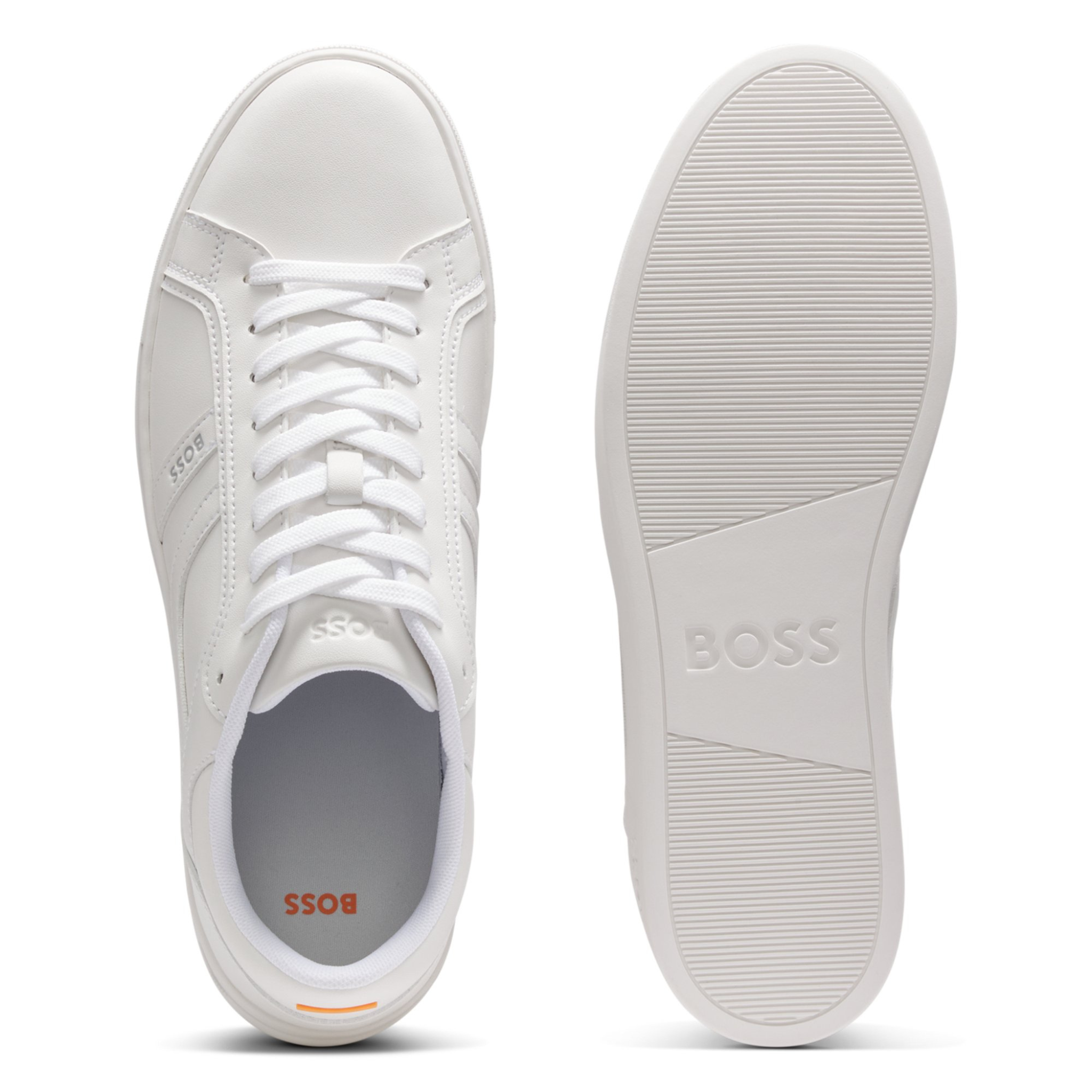 Mens BOSS White Rhys_Tenn_pu Trainers