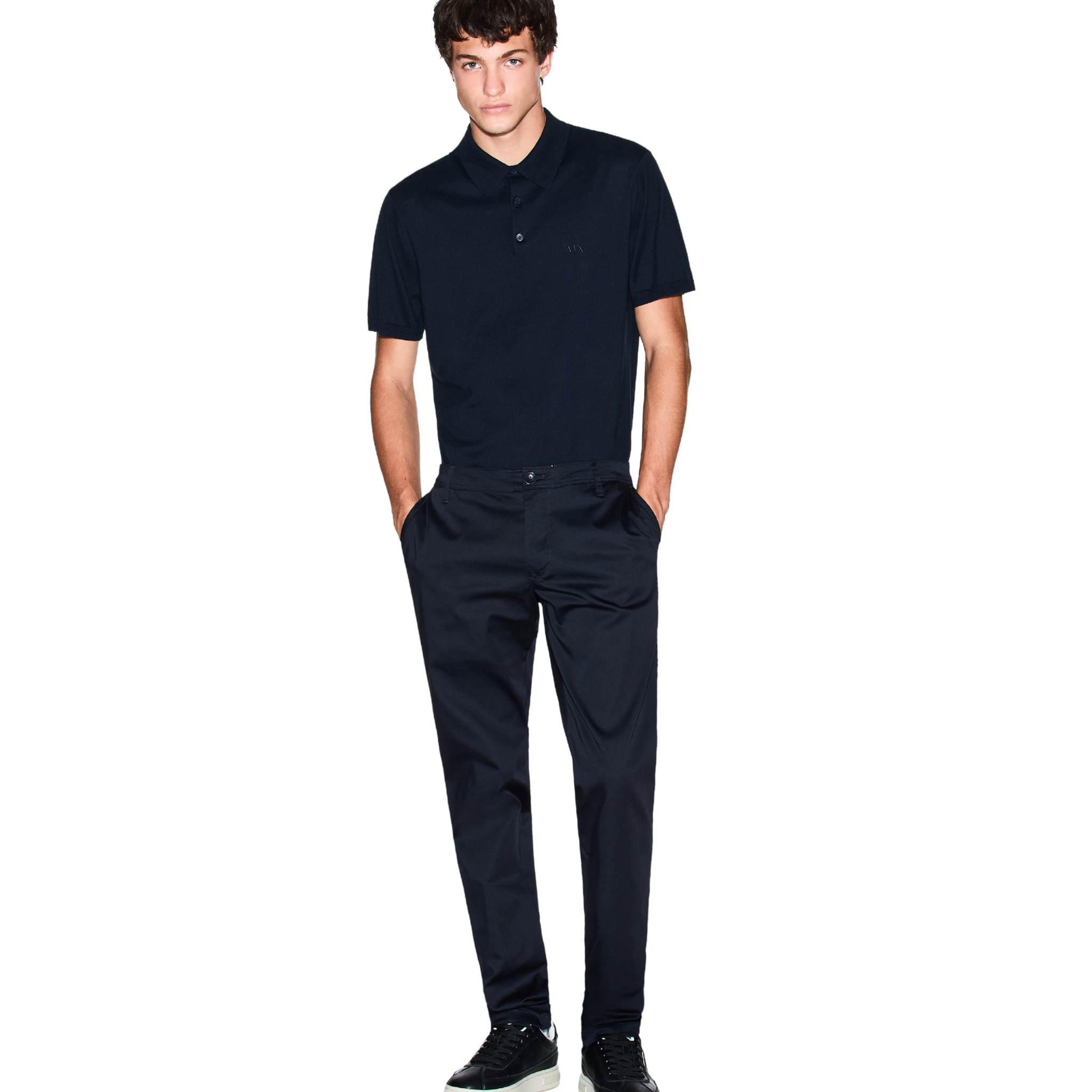 Mens Armani Exchange Navy Knitted S/s Polo Shirt