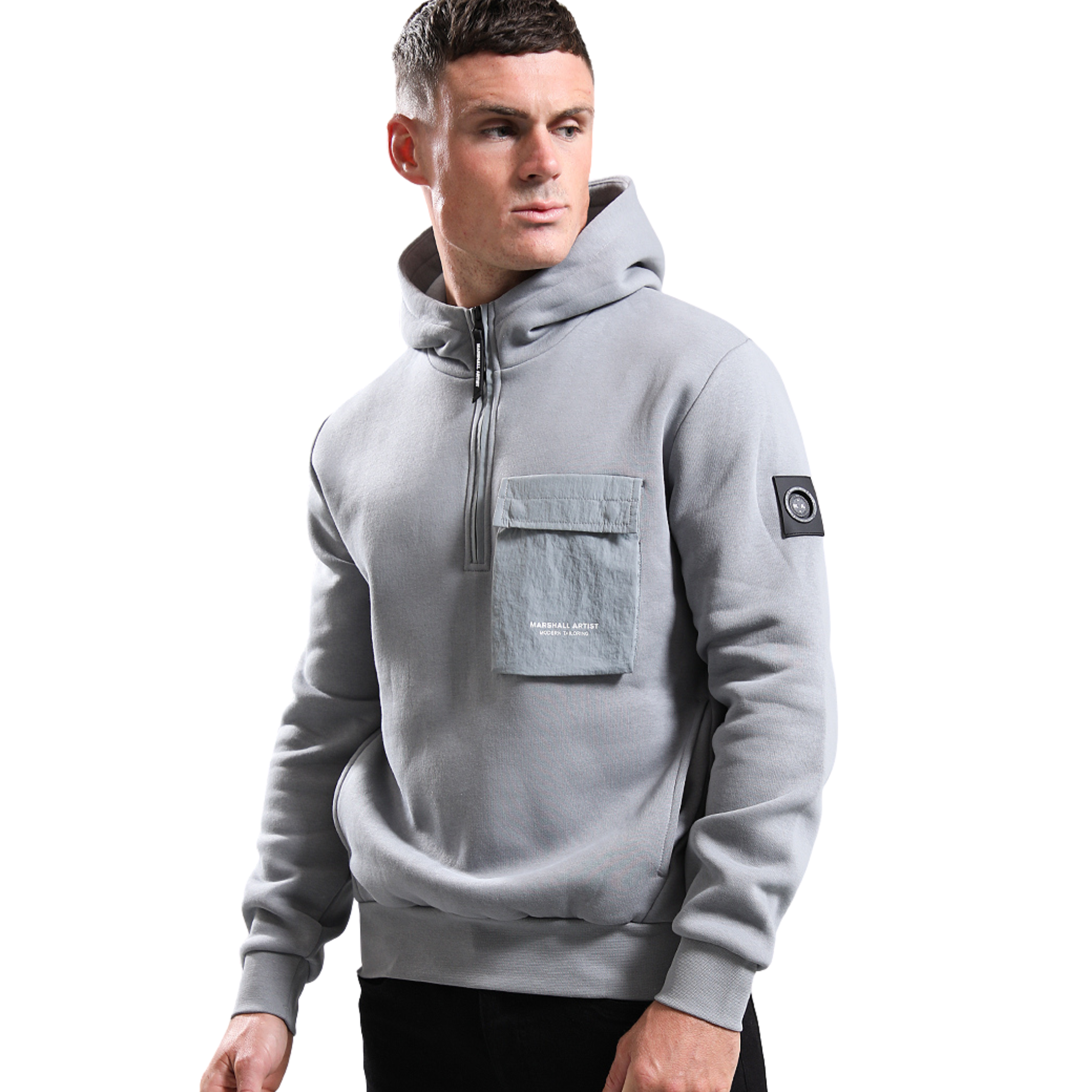 Mens Marshall Artist Monument Grey Crux 1/4 Zip Hoodie