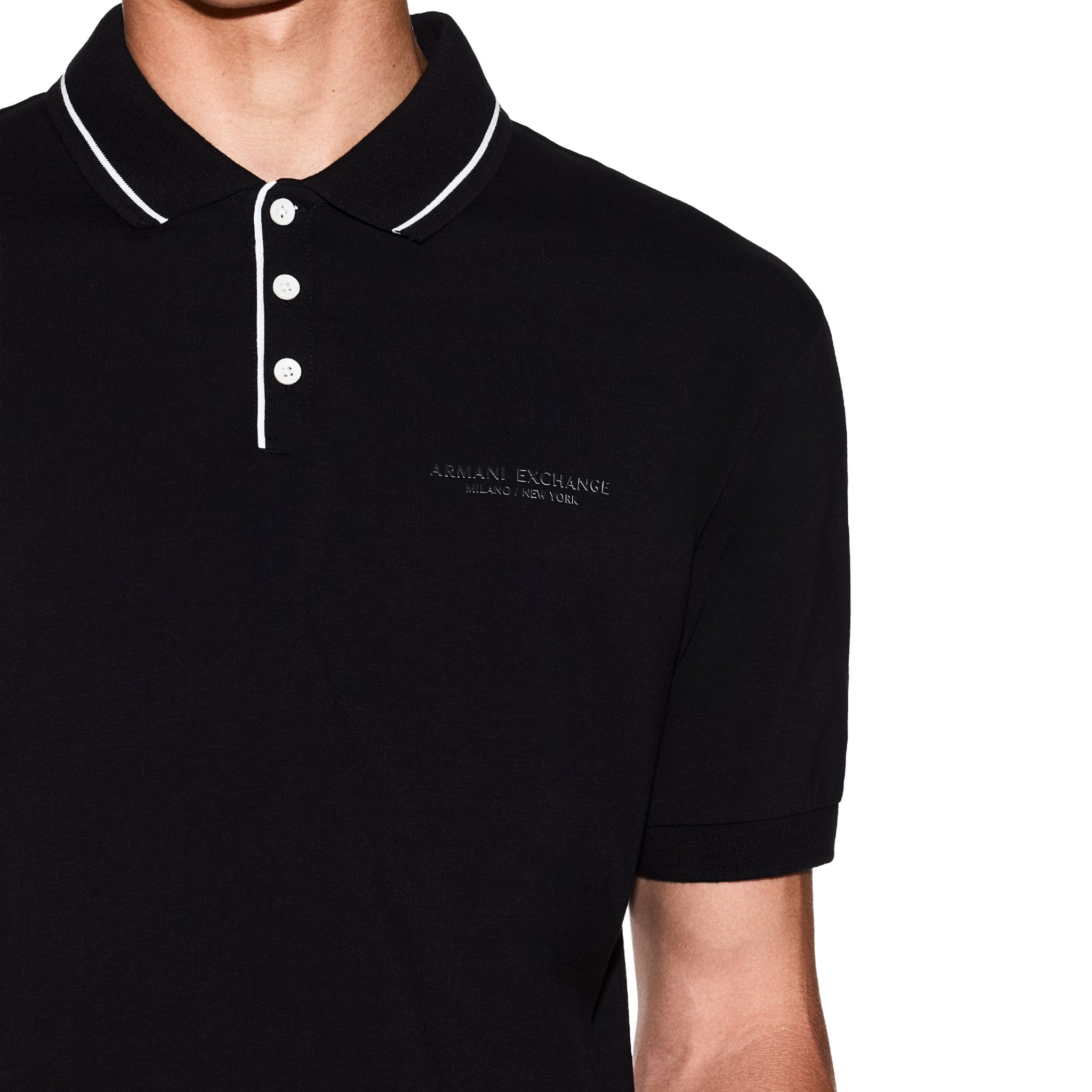 Mens Armani Exchange Black Milano/New York S/s Polo Shirt