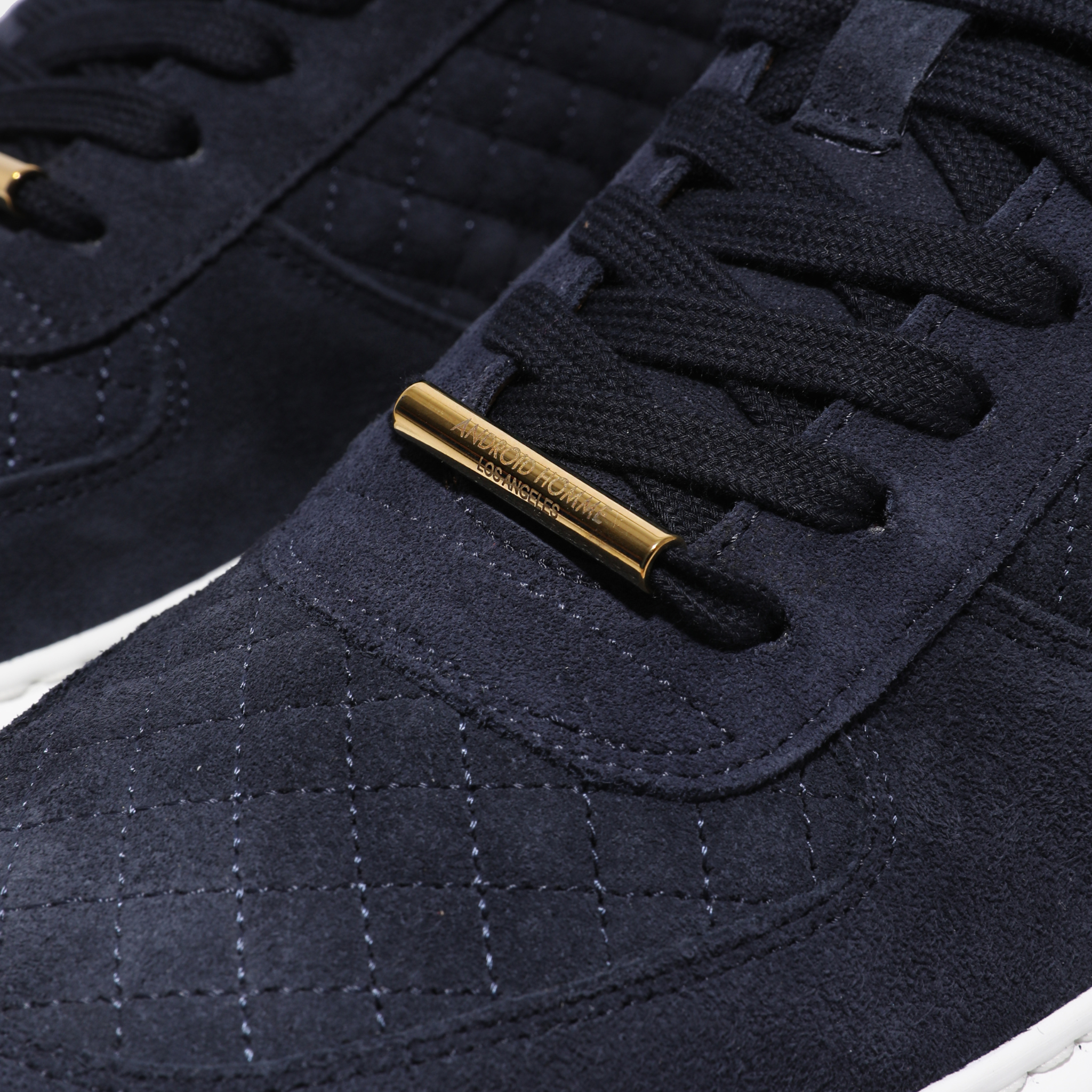 Mens Android Homme Navy Manhattan Quilted Suede Trainers
