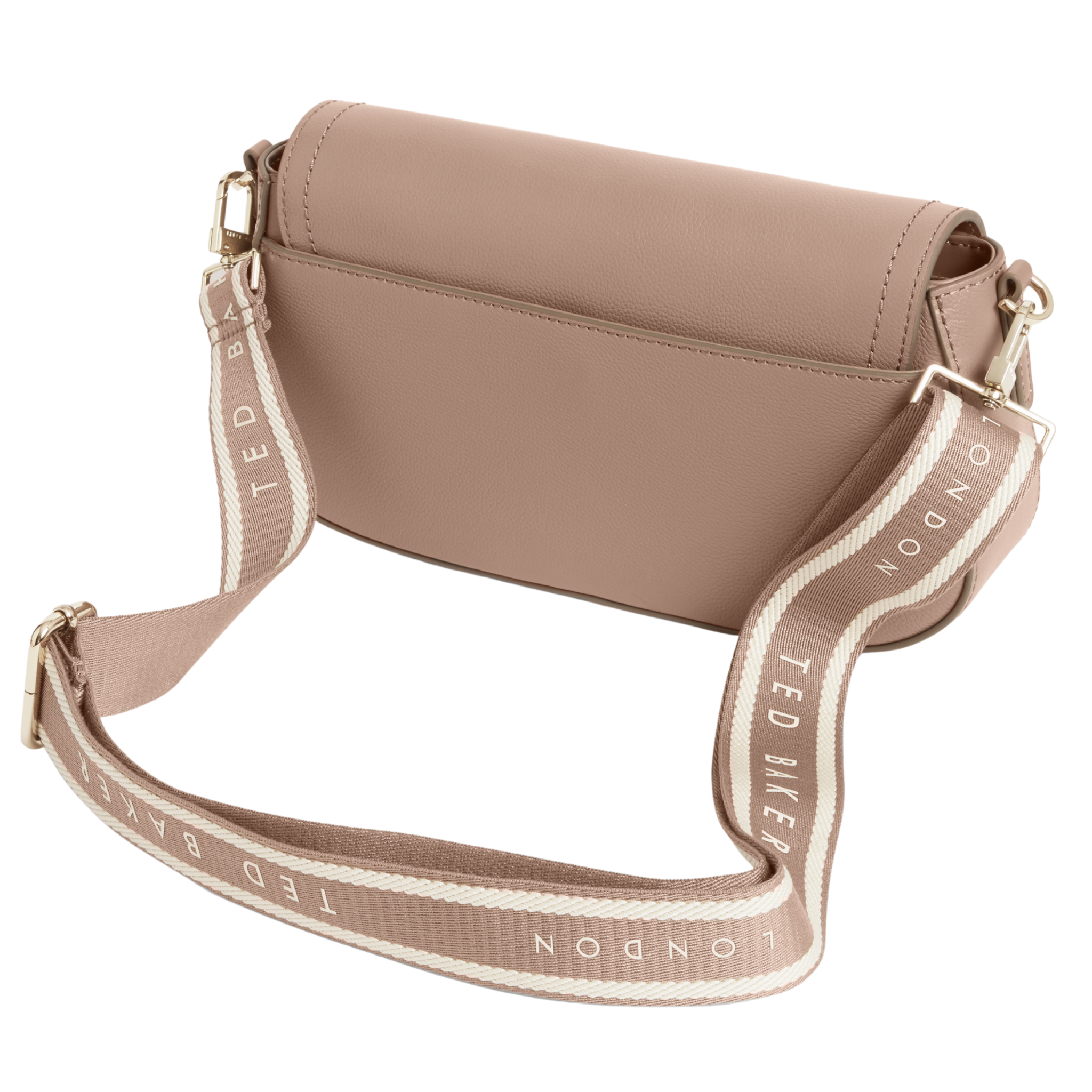 Womens Ted baker Taupe Louiize Webbing Strap Flapover Crossbody Bag