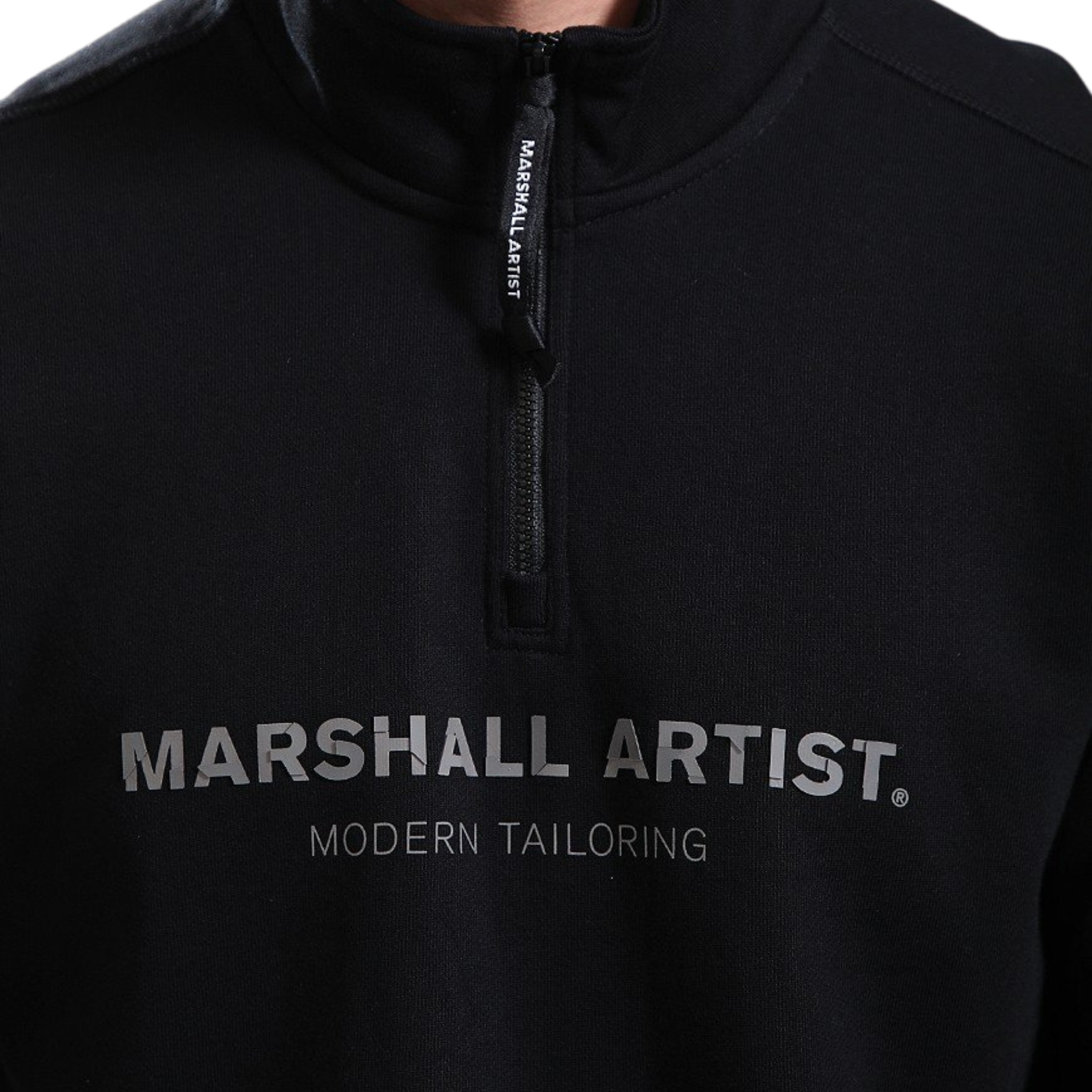 Mens Marshall Artist Black Microsphere 1/4 Zip Sweatshirt