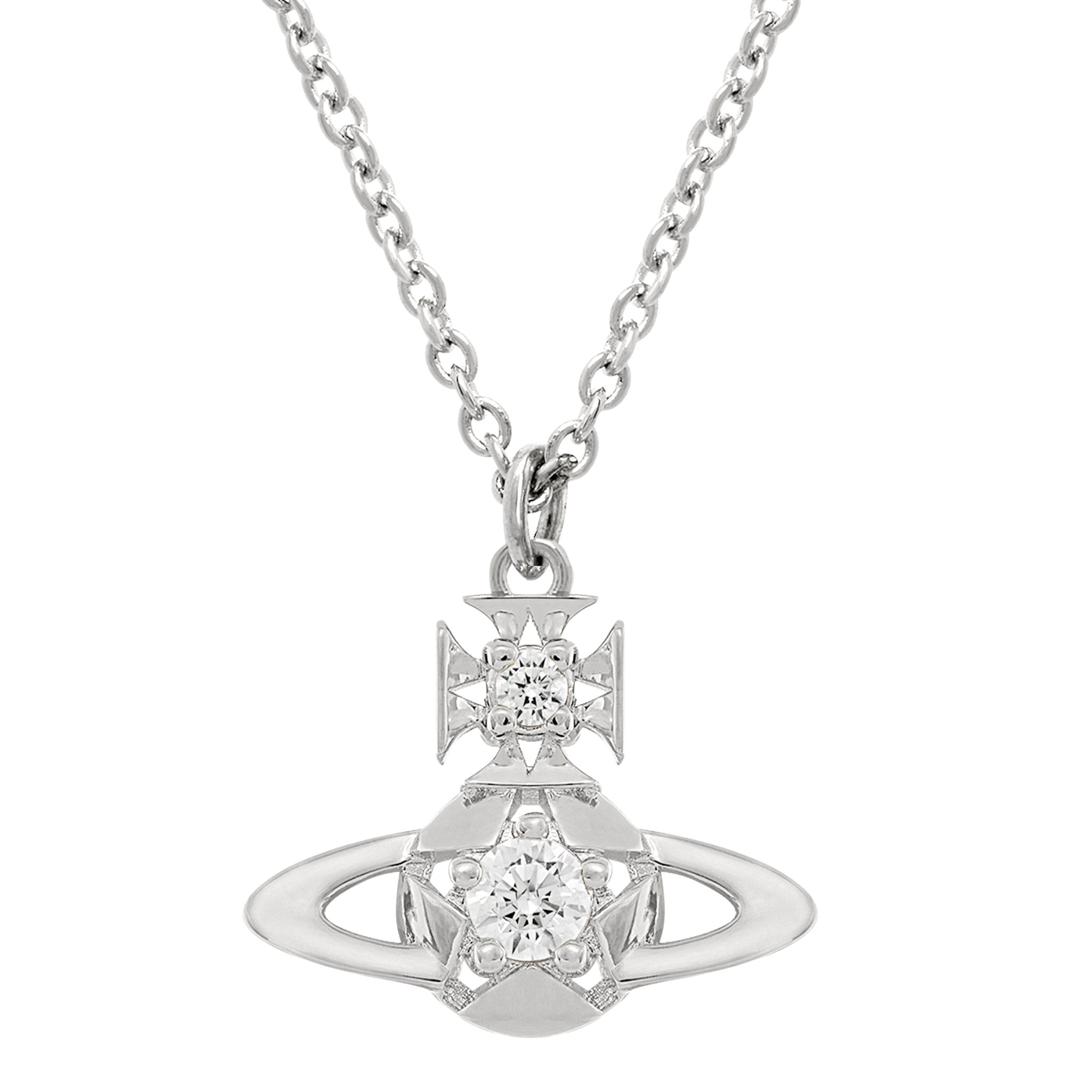 Vivienne Westwood Platinum/White CZ Lee Orb Pendant Necklace