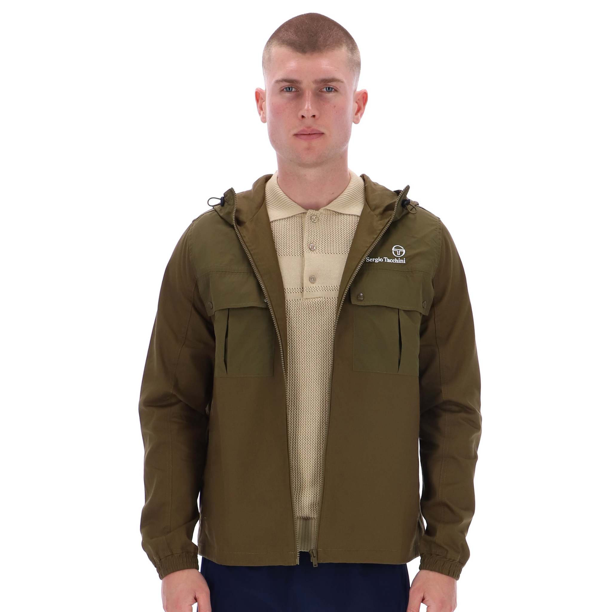 Mens Sergio Tacchini Dark Olive Calisti Hooded Jacket