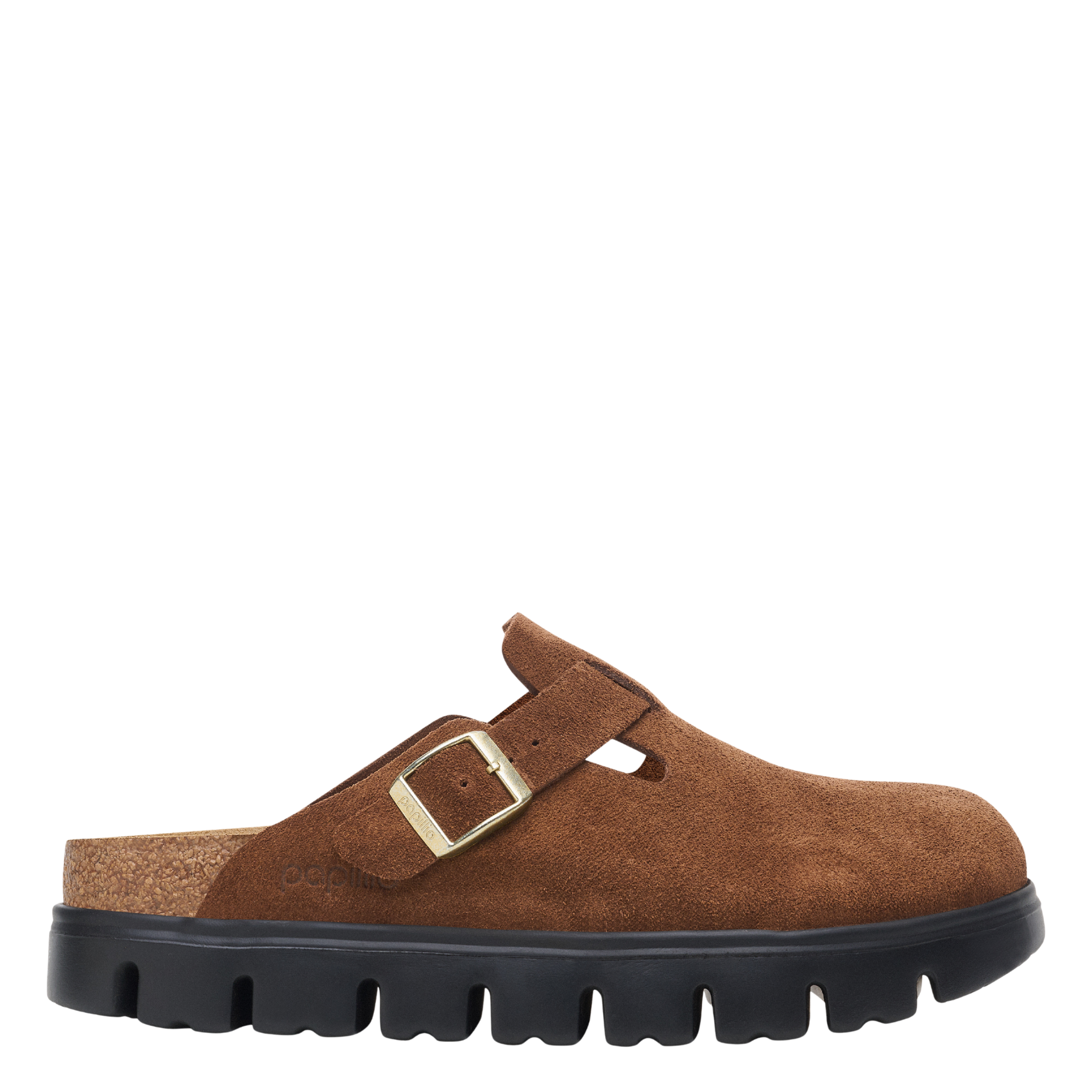 Womens Birkenstock Dark Tea/Black Boston Chunky Suede Clogs