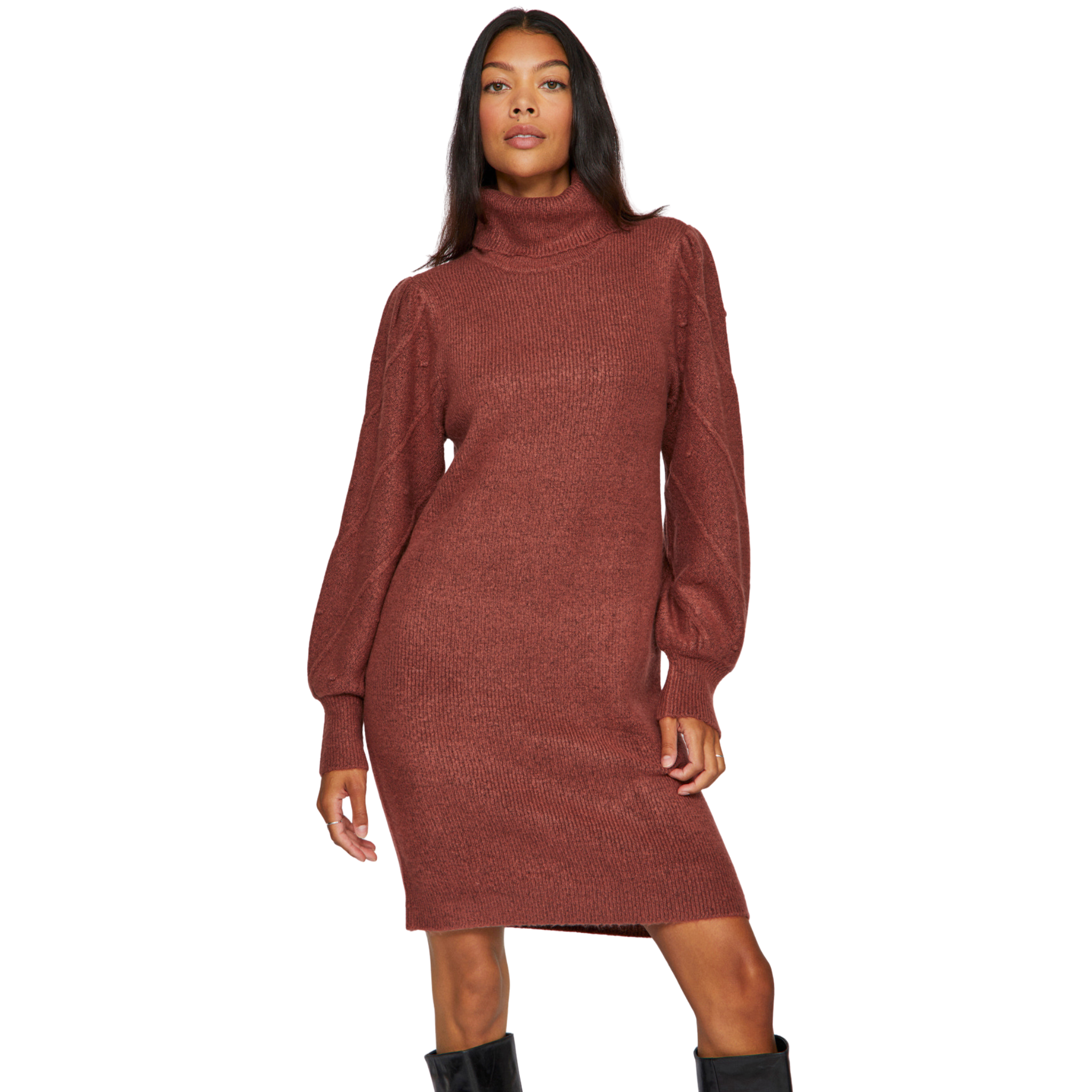 Womens Vila Red Vicosy Roll Neck Knitted Dress