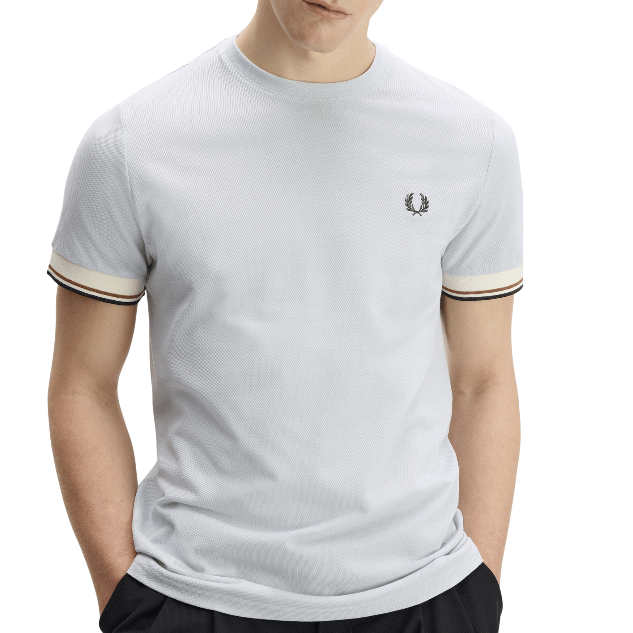 Mens Fred Perry Dusky Blue Twin Tipped Cuff S/s T Shirt