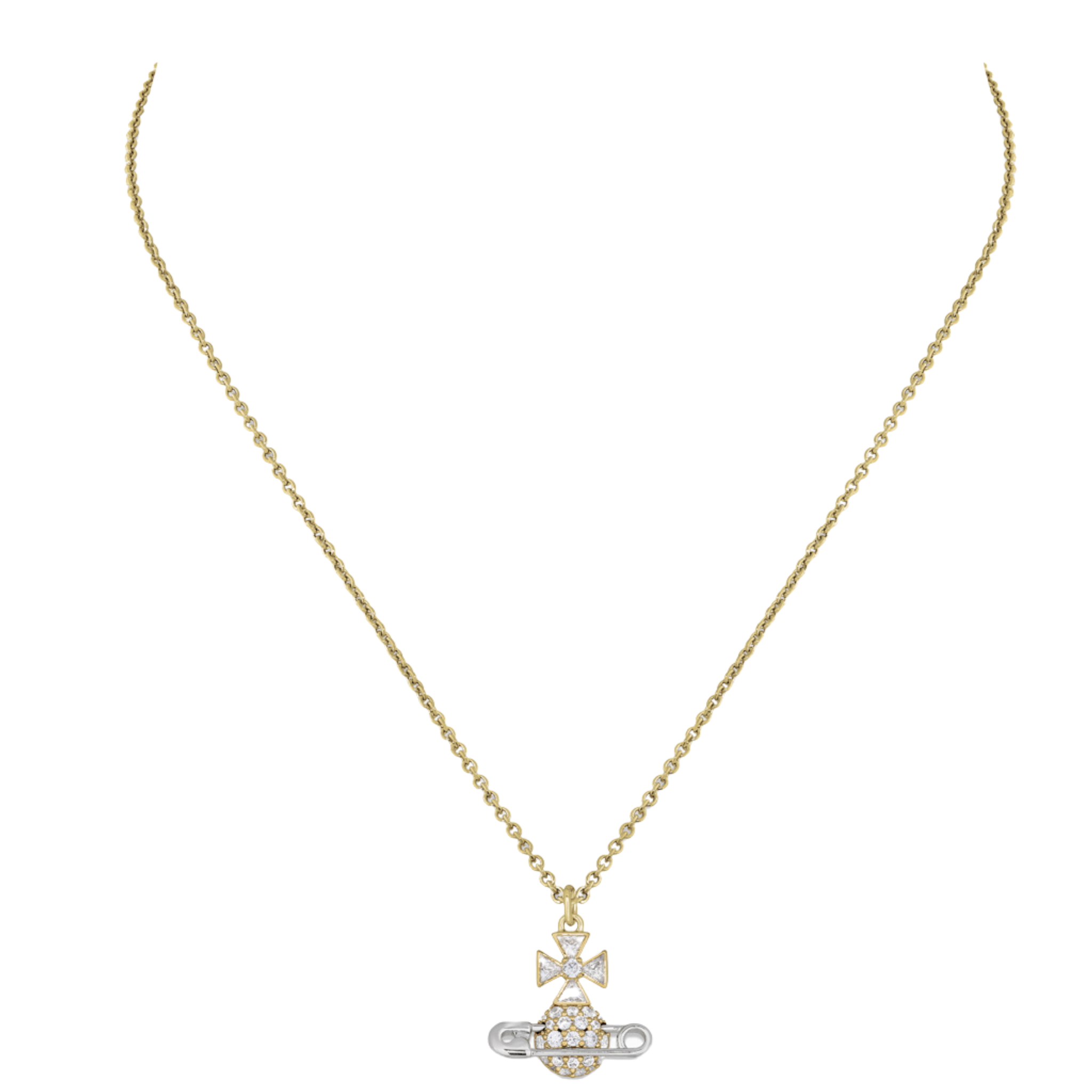Vivienne Westwood Gold/Platinum/White CZ Hectorina Pendant Necklace