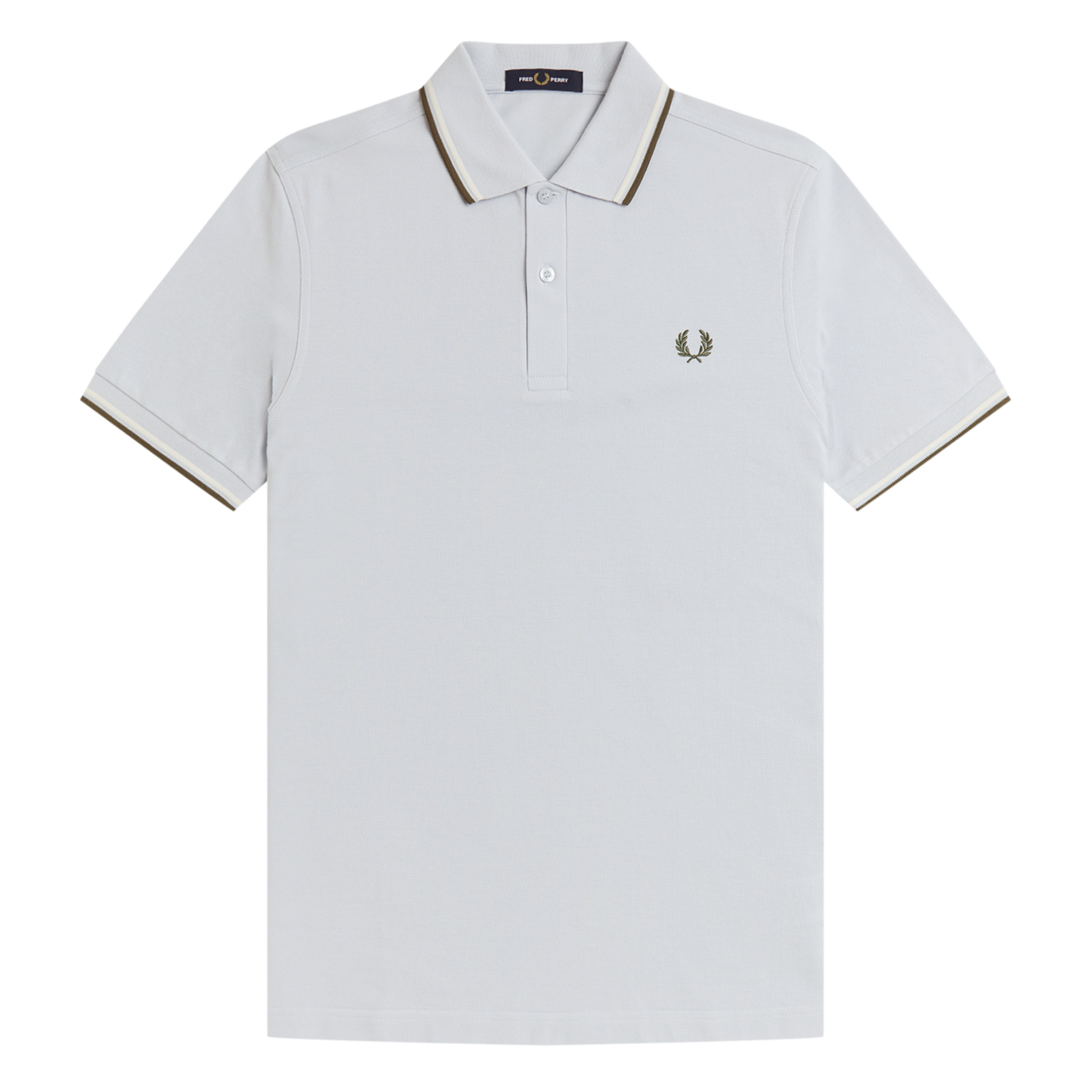 Mens Fred Perry Dusky Blue/Ecru/Laurel Twin Tipped S/s Polo