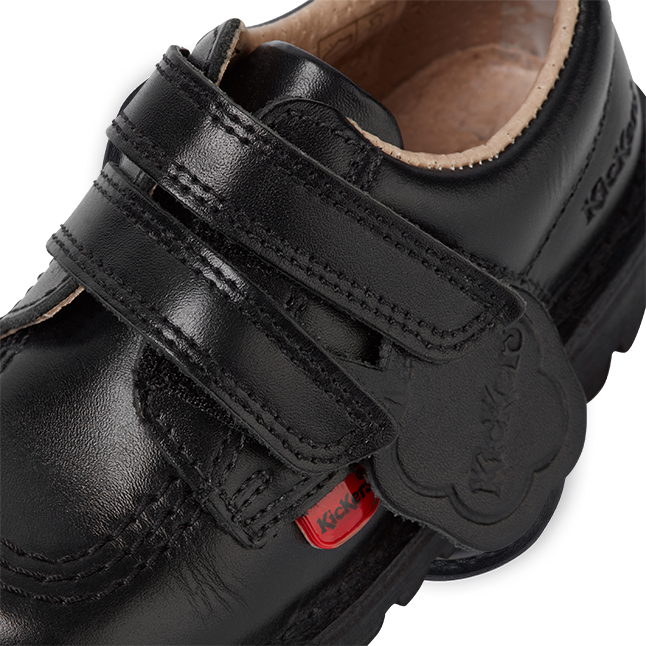 Infant Kickers Black Kick Lo Twin Strap Velcro Shoe (5-12)
