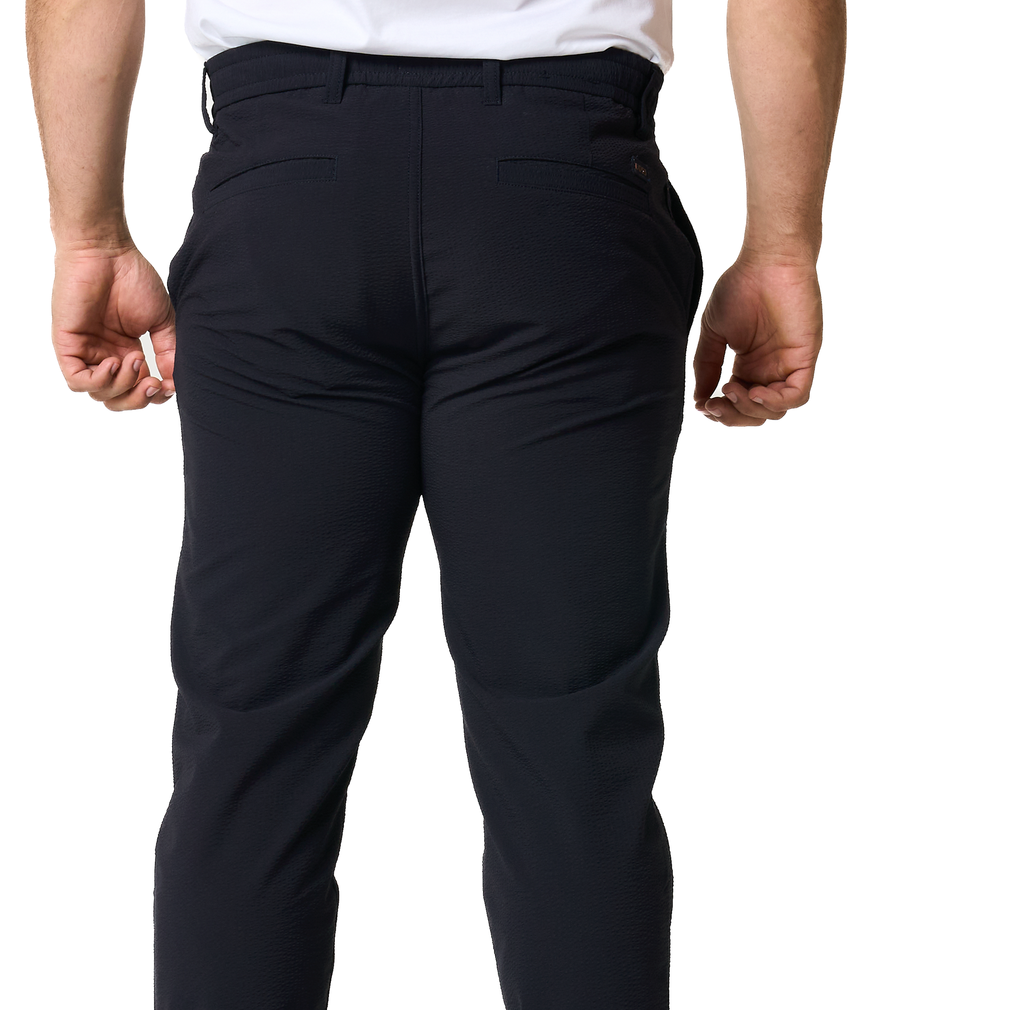 Mens BOSS Dark Blue Chino-tapered-DS-1 Texture Trousers
