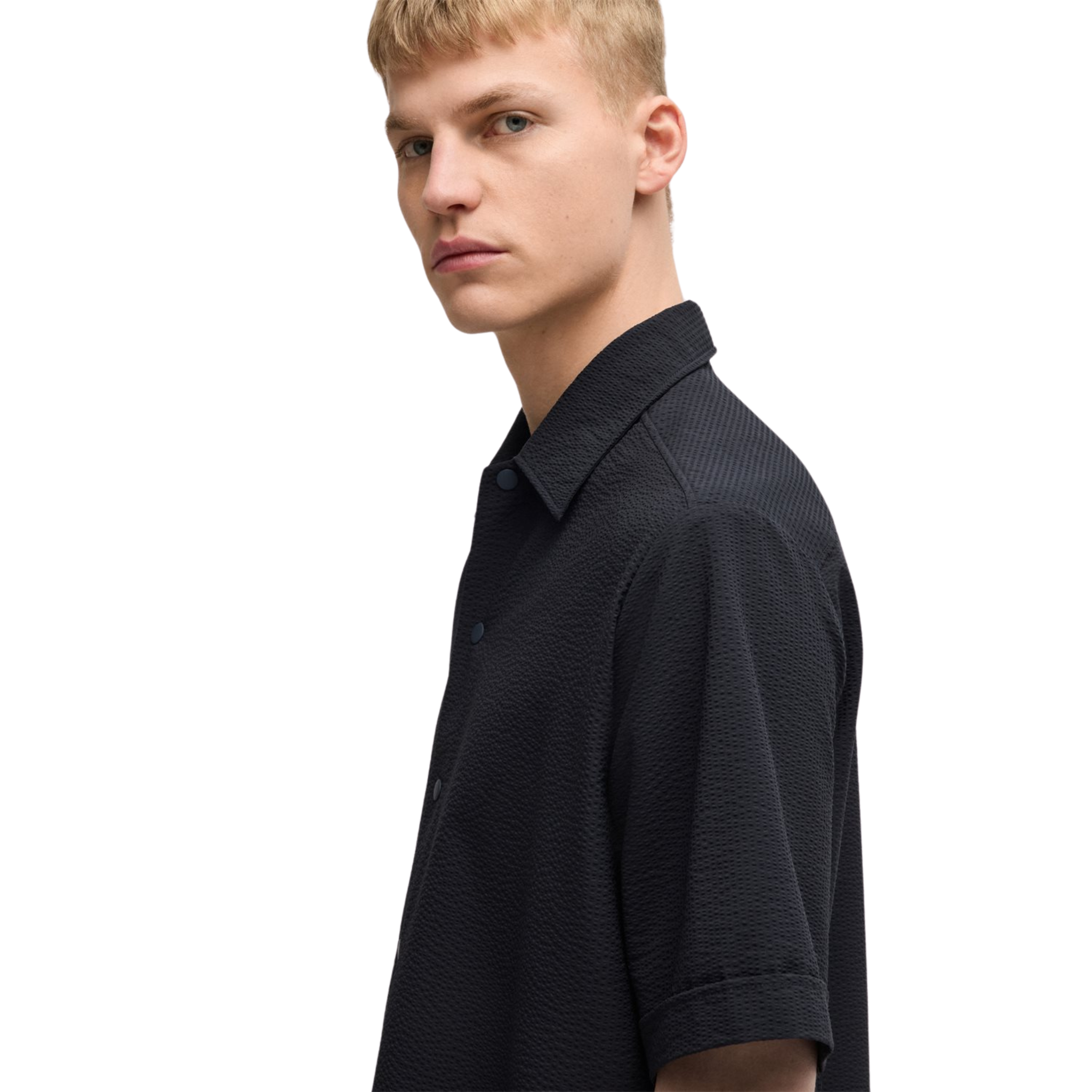 Mens BOSS Dark Blue Lapoully_M Texture S/s Shirt
