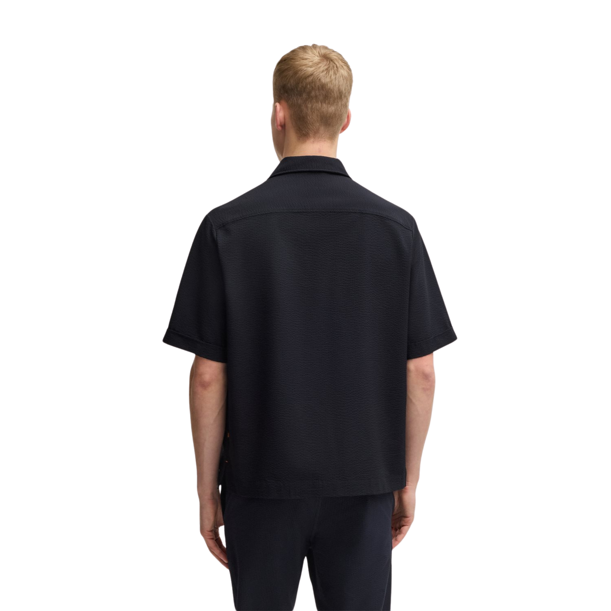 Mens BOSS Dark Blue Lapoully_M Texture S/s Shirt