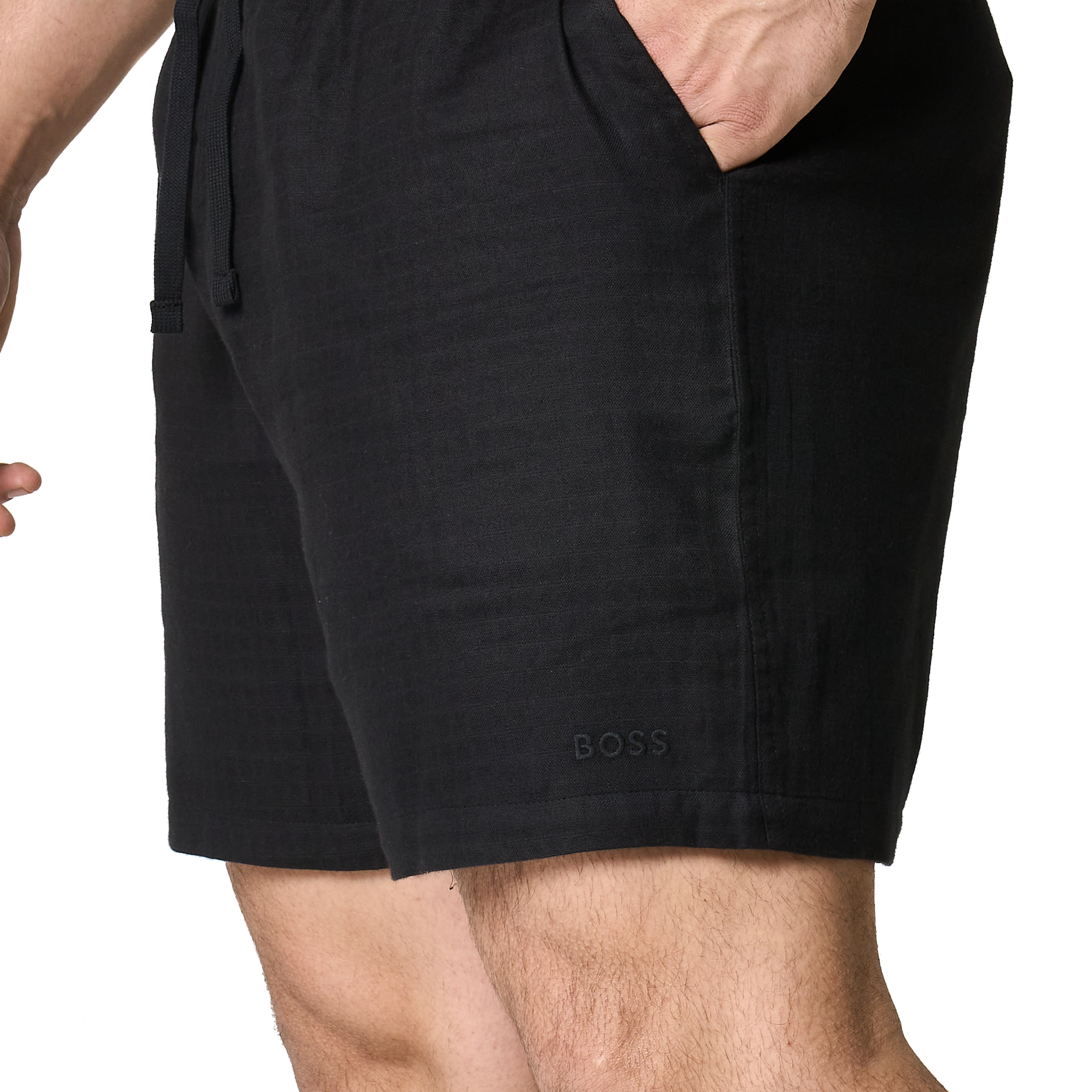 Mens BOSS Black Vida Soft Texture Beach Shorts