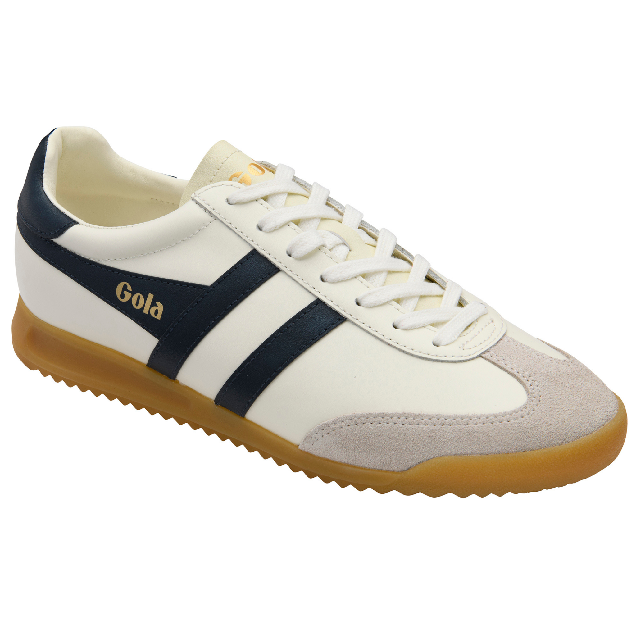 Mens Gola Off White/Navy Torpedo Leather Trainers