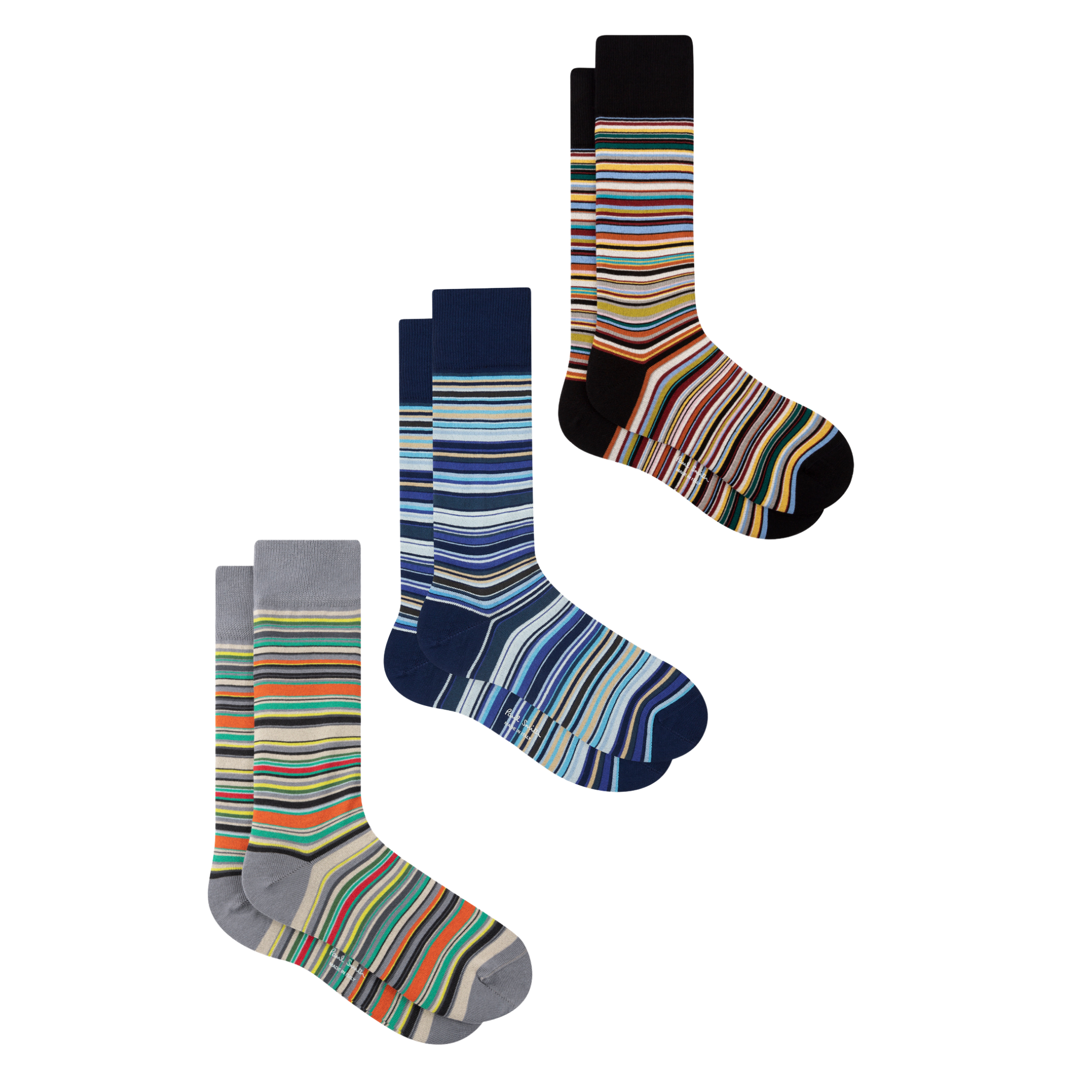 Mens Paul Smith Multi Stripe 3 Pack Sock Cracker Gift Set